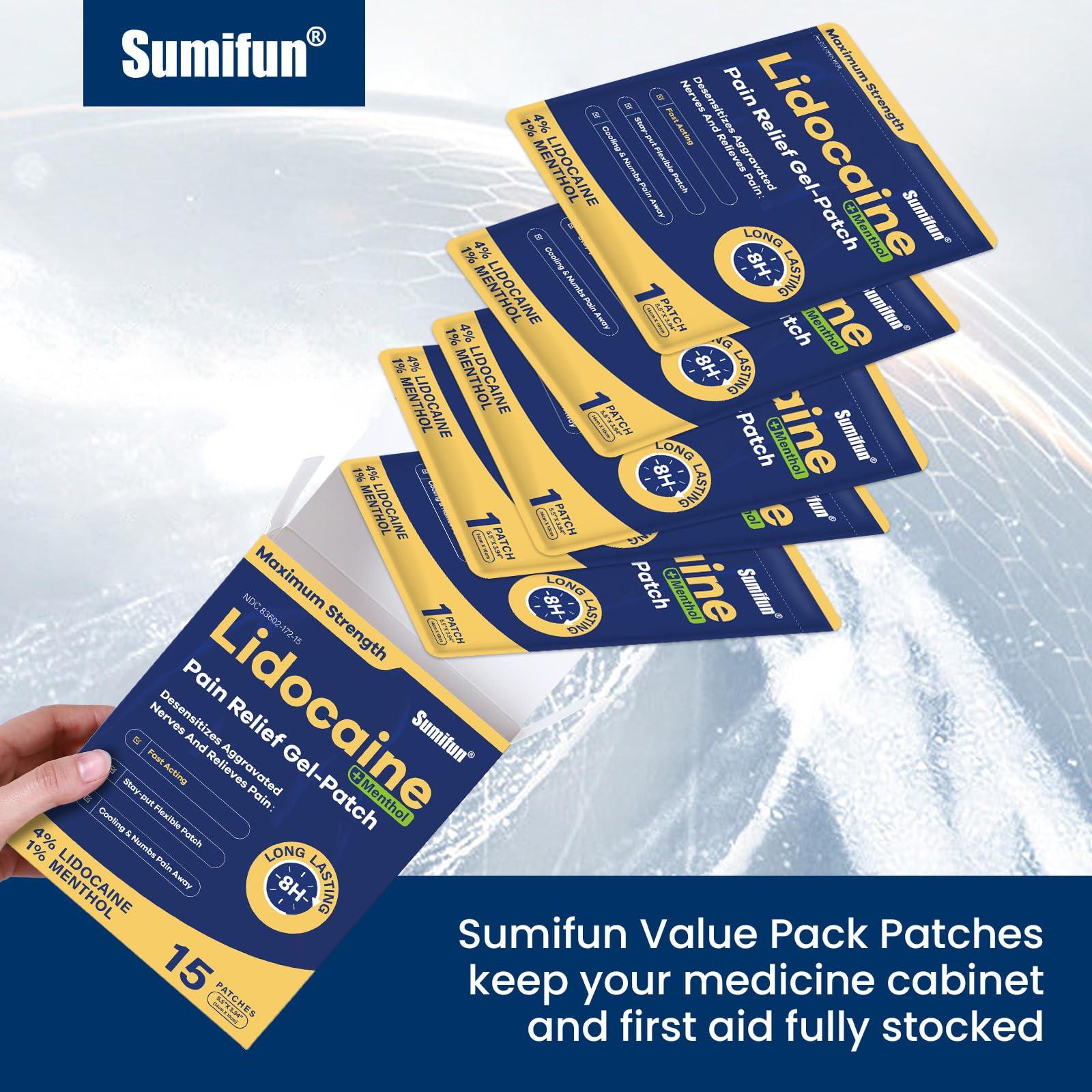 Sumifun 4% Lidocaine Patches Plus 1% Menthol - 15 Counts Maximum Strength OTC Pain Relief Patches for Back Ache Stiff Neck Joint Pain Muscle Soreness Topical Analgesic FSA or HSA Eligible - Image 9