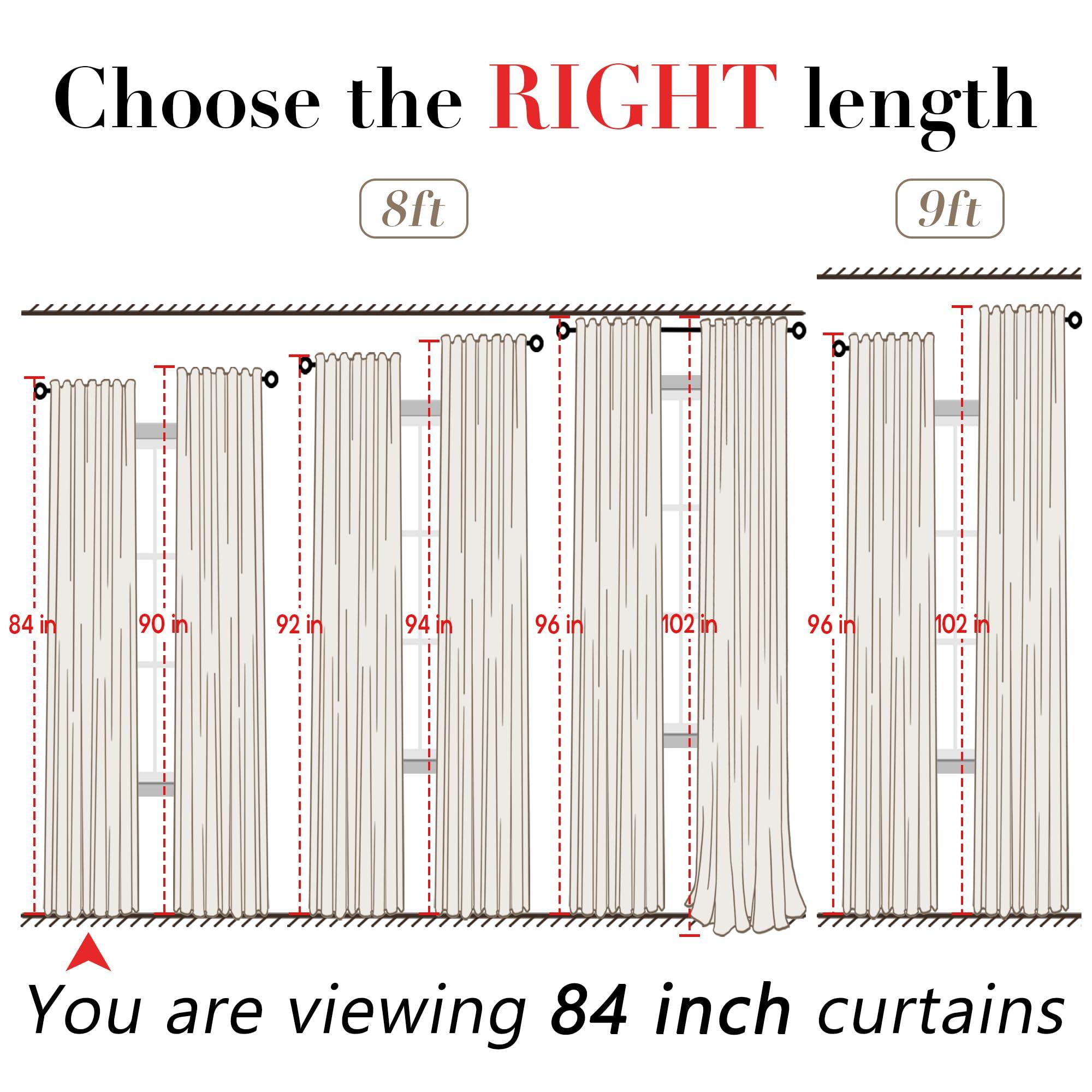 XTMYI Linen Cotton Farmhouse Curtains for Living Room Bedroom 84 Inches Long Two Sheer Hook Belt Pleated Back Tab Birch Off White Ivory Neutral Boho Sour Cream Curtain Drapes 84 Length 2 Panels Set - Image 2