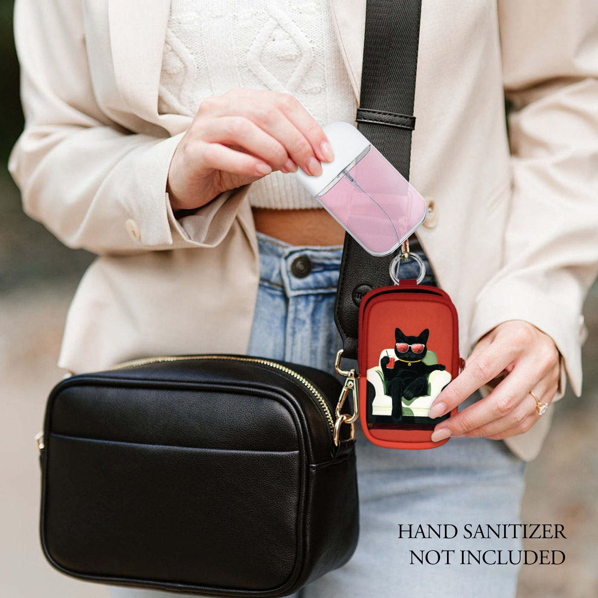 Energymax Hand Sanitizer Spray Case, Compatible with Touchland Hand Sanitizer Mist Spray, Portable Mini Pouch, Fashion Accessory Keychain with Snap Hook 1FL. OZ., Cat on the Sofa - Image 2