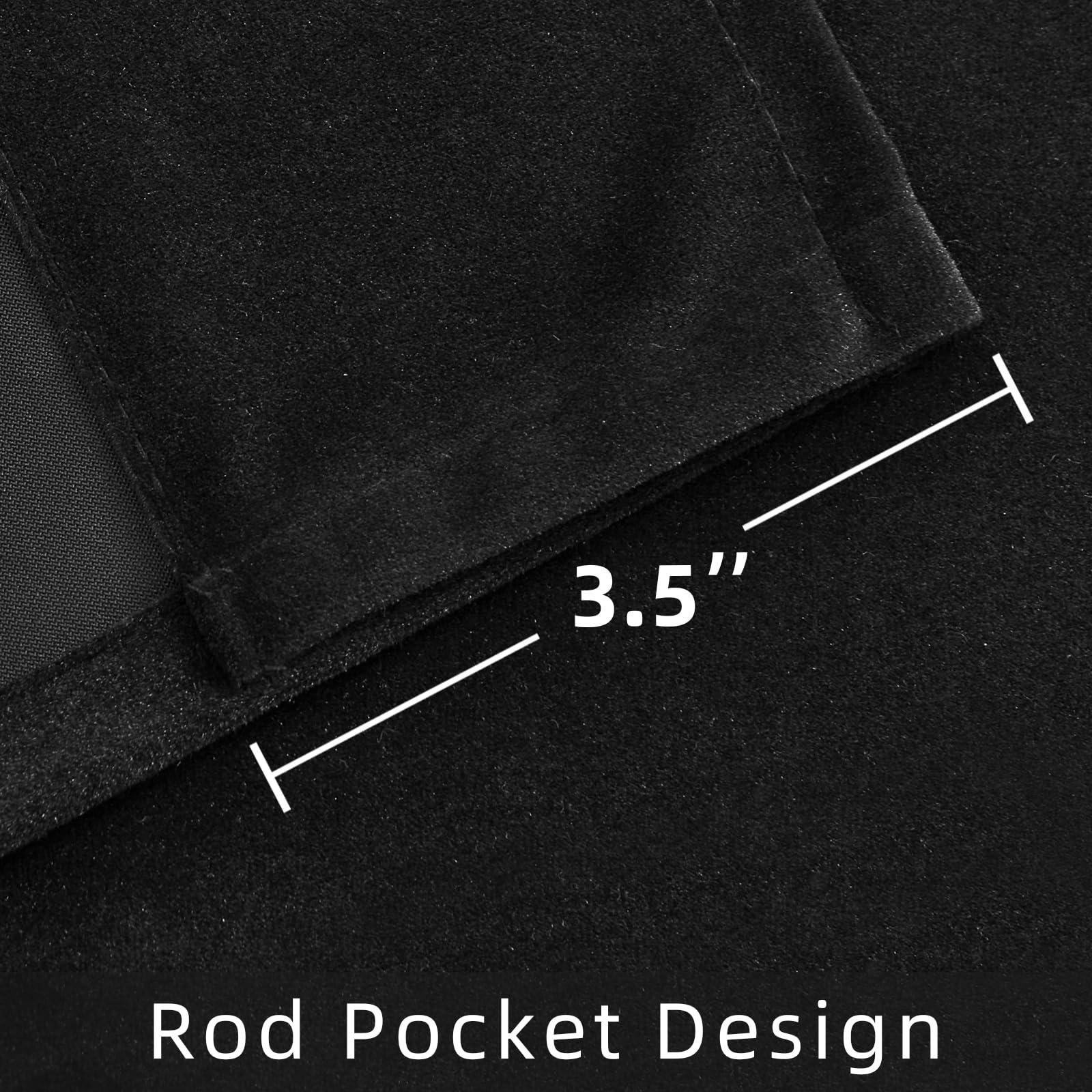 Joydeco Black Velvet Curtains 90 inch Length 2 Panels, Luxury Blackout Rod Pocket Thermal Insulated Window Curtains, Super Soft Room Darkening Drapes for Living Dining Room Bedroom,W52 x L90 inches - Image 4