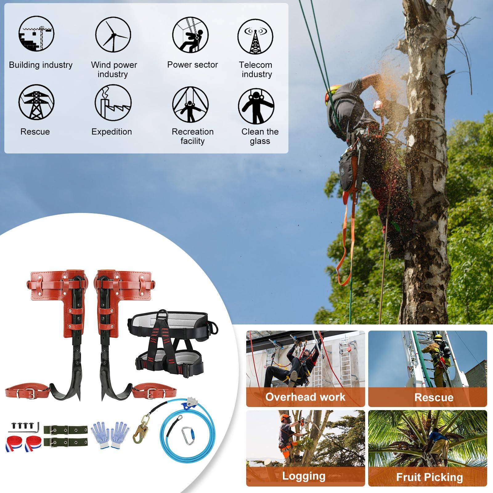 Fepinc Tree Climbing Spike Set, Climbing Step Gear with Wire-Core Flip Line Kit and Climbing Seat Belt, Adjustable Tree Spikes Arborist Climbing Equipment - Image 8