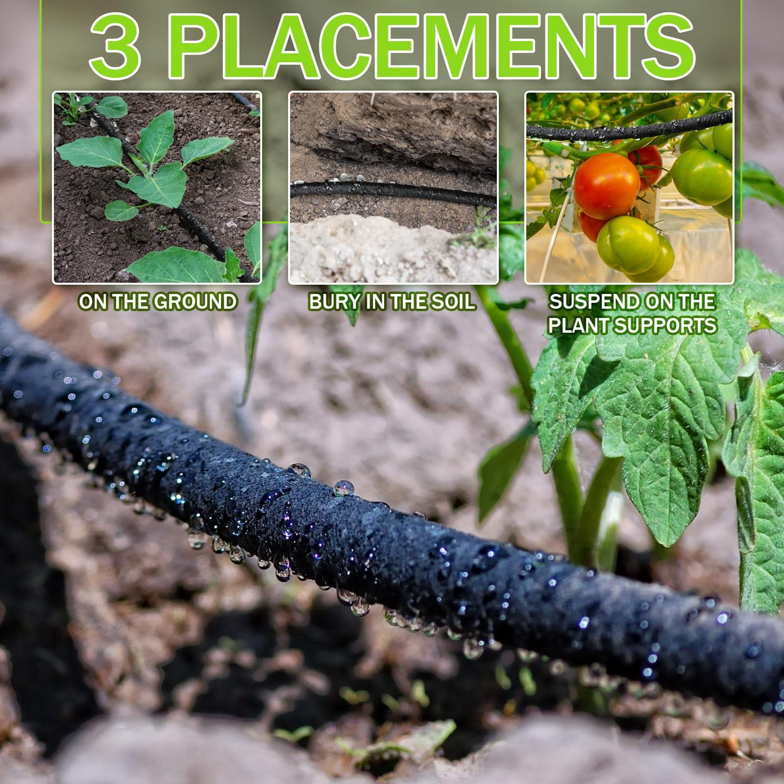 Innconee 1/4 Inch Soaker Hose Irrigation Hose Drip Hose for Garden Heavy Duty Drip Irrigation Tubing with Hose Connector Set or Watering Planters Flower Vegetable Lawn Yard Landscaping, Black (100 ft) - Image 4