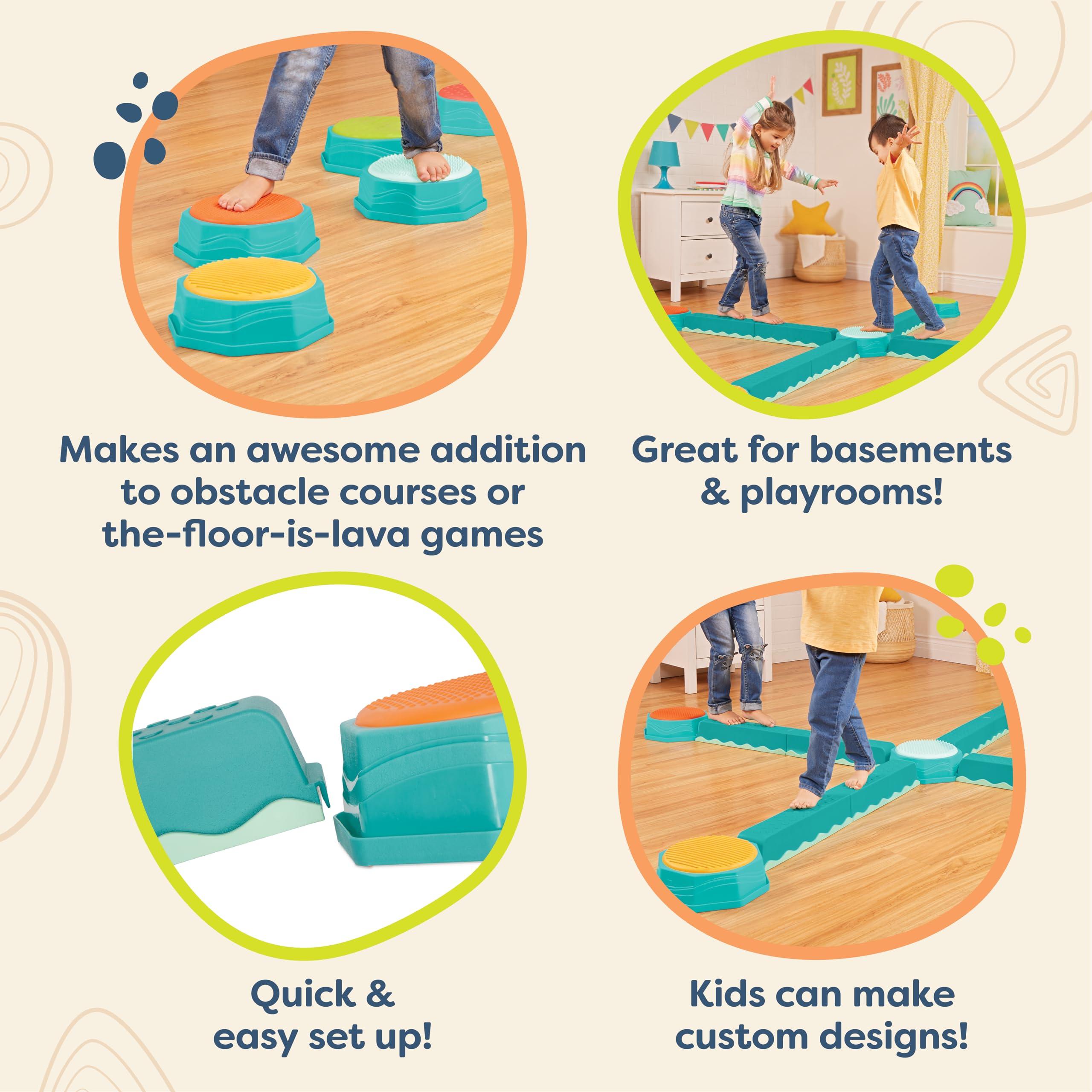 B. toys – Balance Beam for Kids – Interlocking Balancing Beams – 5 Sensory Pads & 8 Beams – Active Play for Toddlers, Kids – 3+ Years– Balance & Build Set - Image 5