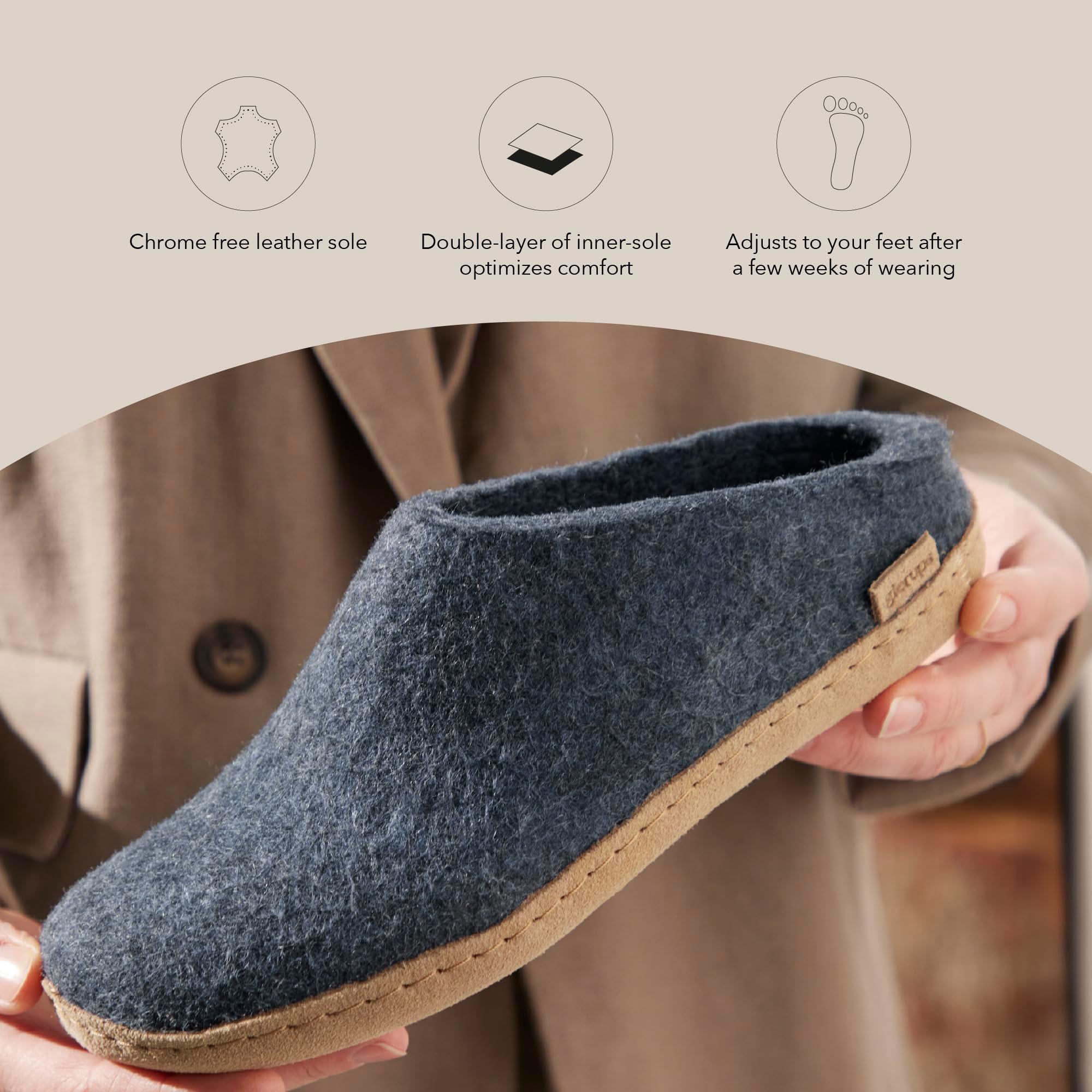 Glerups 100% high quality wool mix Slipper with leather sole - Unisex Slip-on - Image 3