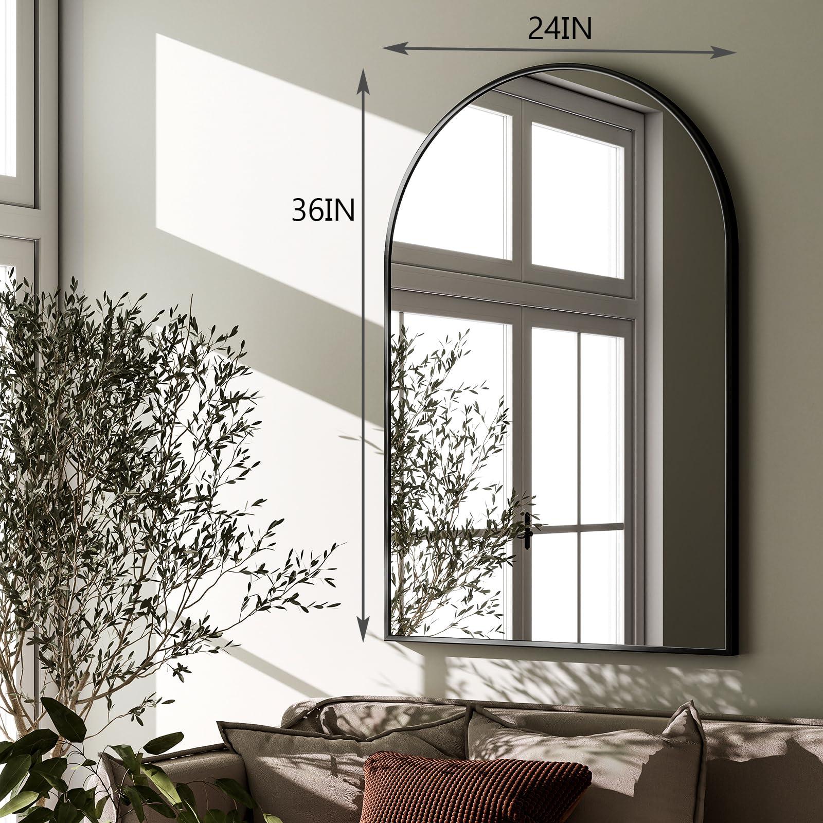 HARRITPURE Arched Wall Mirror 24"x36" – Black Metal Frame Vanity Mirrors for Bedroom, Entryway, Living Room Decor - Image 6