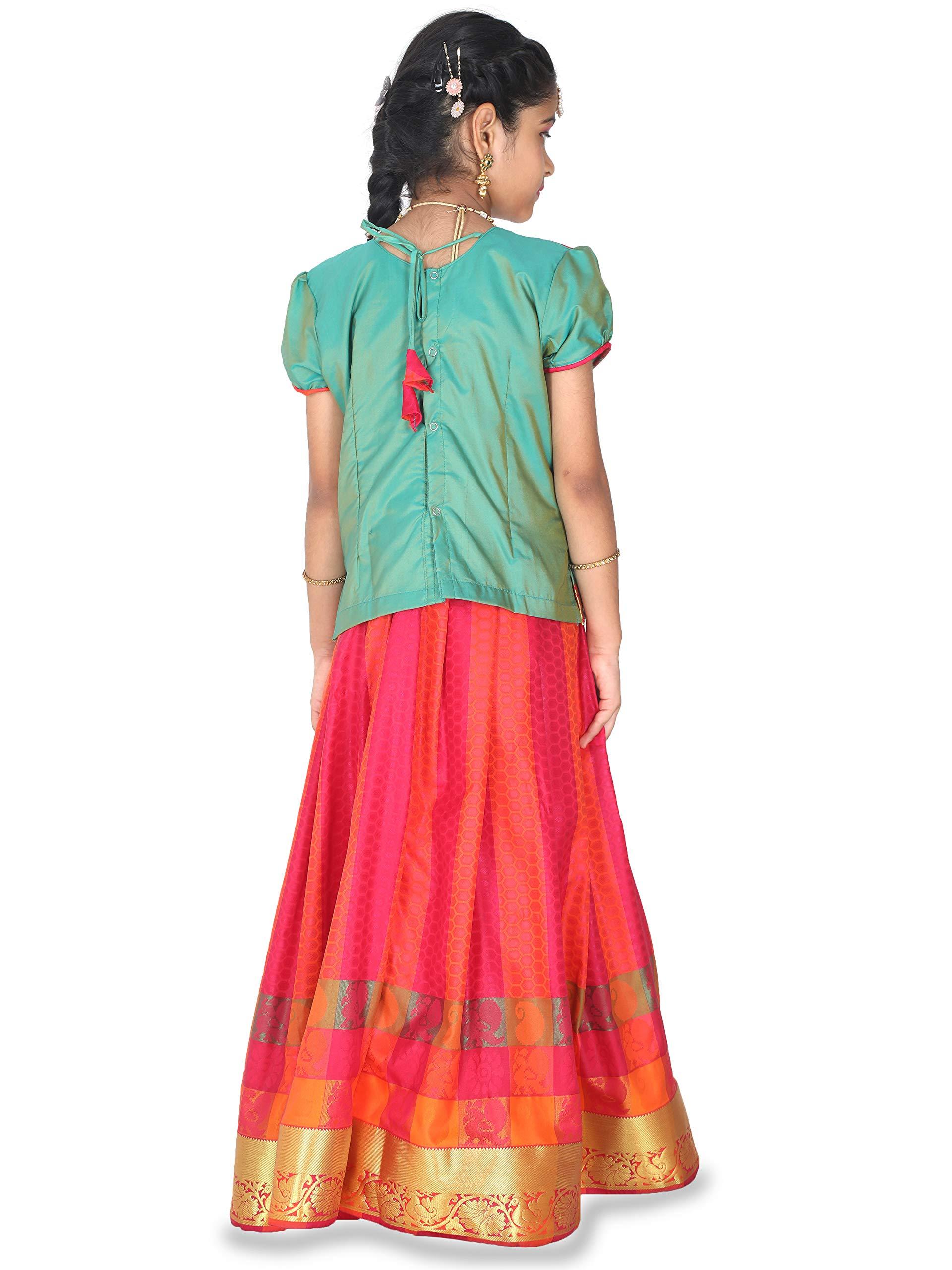 kaatru Thana Silk Girls Pavadai Set (D35) - Lehenga Choli (Prince Size Chart) - Image 4