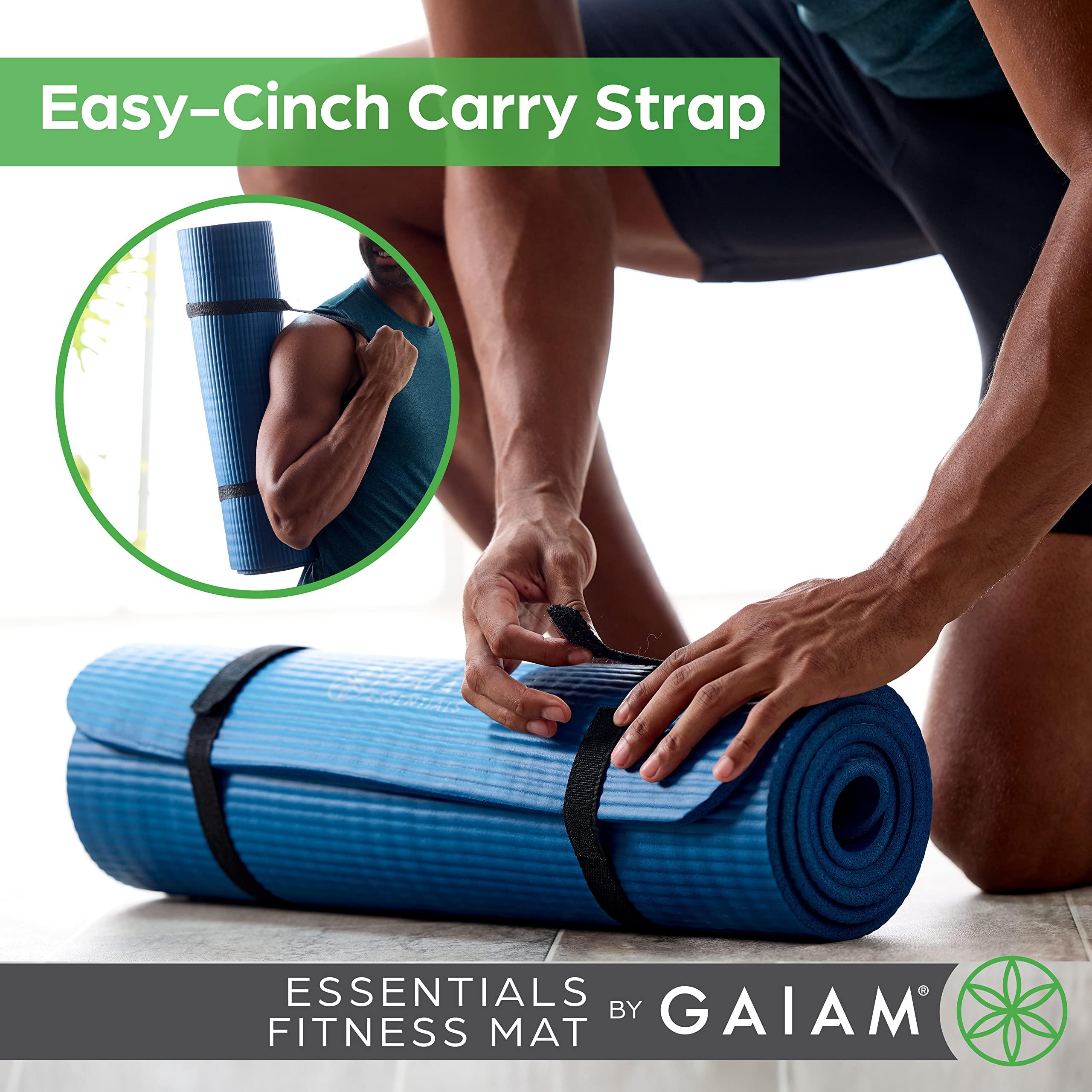 Gaiam Essentials Thick Yoga Mat Fitness & Exercise Mat with Easy-Cinch Yoga Mat Carrier Strap, 72"L x 24"W x 2/5 Inch Thick - Image 4