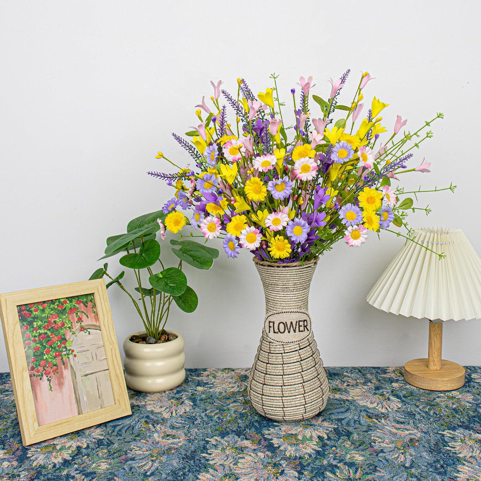JINGHONG Artificial Spring Flowers 12 Pack Floral Picks 17” Flower Stems with Forsythia and Green Leaves for Spring Summer Flower Arrangements Centerpieces Indoor Outdoor Decorations - Image 4