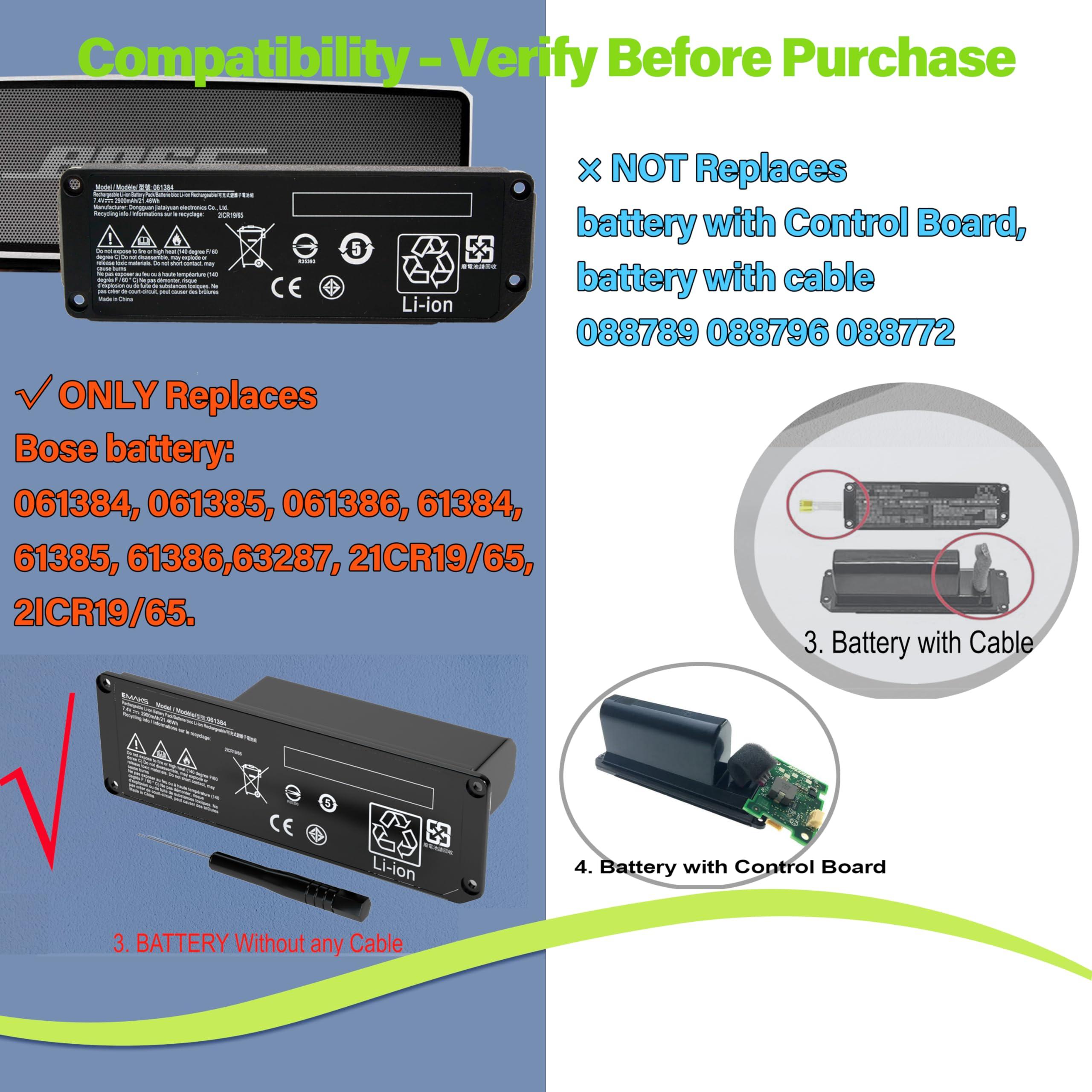 Emaks Replacement Battery for Bose SoundLink Mini I Speaker,7.4V 21.46Wh 2900mAh High Capacity,US Version | Compatible with Mini 1 (Not Gen 2) | No Control Board or Cable Included - Image 5