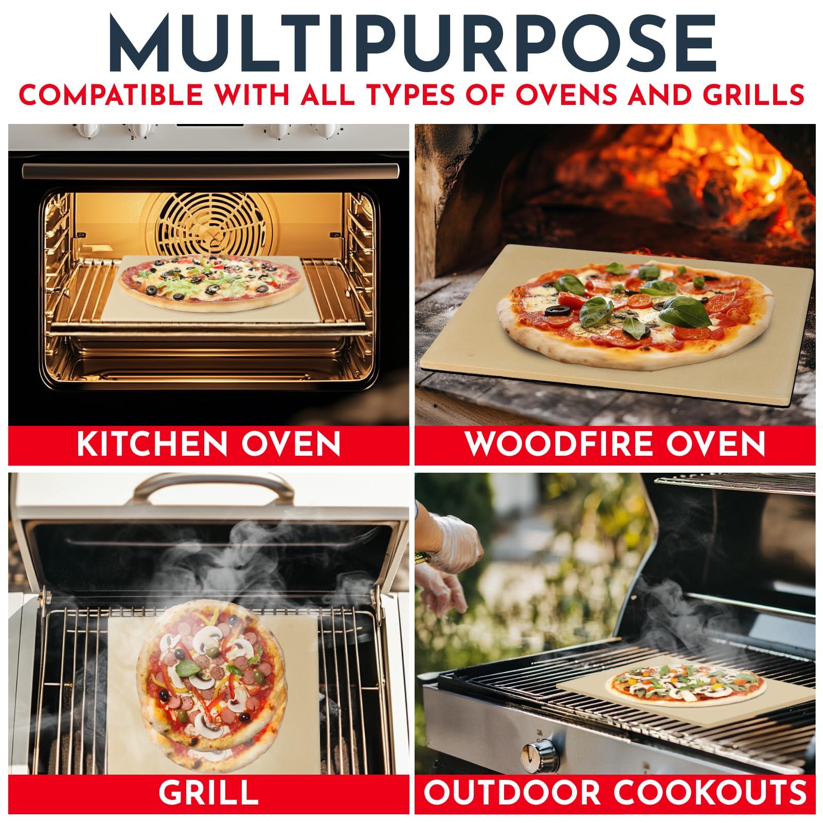 Crack-Resistant, Easy-to-Clean Pizza Stone for Oven Set – 15 x 12 inch Pizza Stone for Grill, Even Heating for Perfect Crispy Crusts! Pizza Making Accessories - Image 7