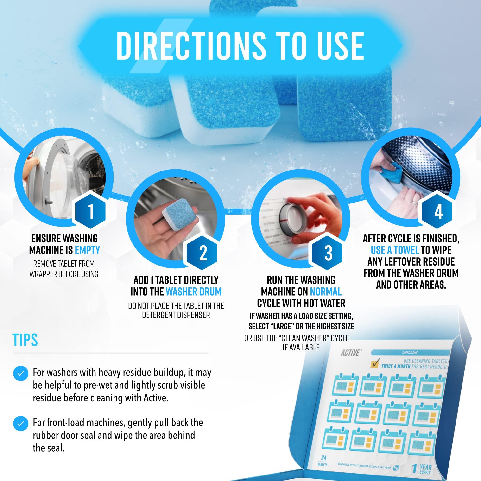 Washing Machine Cleaner Descaler 24 Pack - Deep Cleaning Tablets For HE Front Loader & Top Load Washer, Septic Safe Eco-Friendly Deodorizer, Clean Inside Drum and Laundry Tub Seal - 12 Month Supply - Image 4