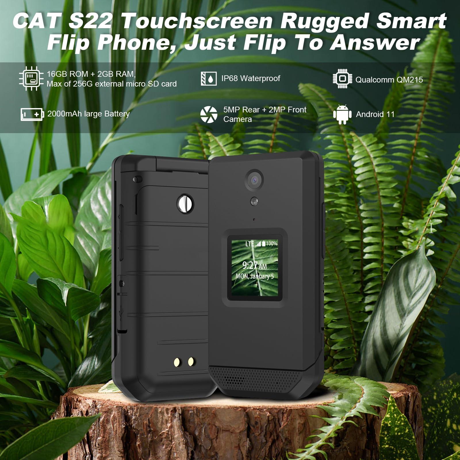 CAT S22 Smart Flip Phone Unlocked (16GB) 2.8" Touchscreen Rugged Cell Phone Android 11, IP68 Water Resistant, T-Mobile 4G LTE GSM Single Nano Slot,Compatible with T-Mobile (New) - Image 2