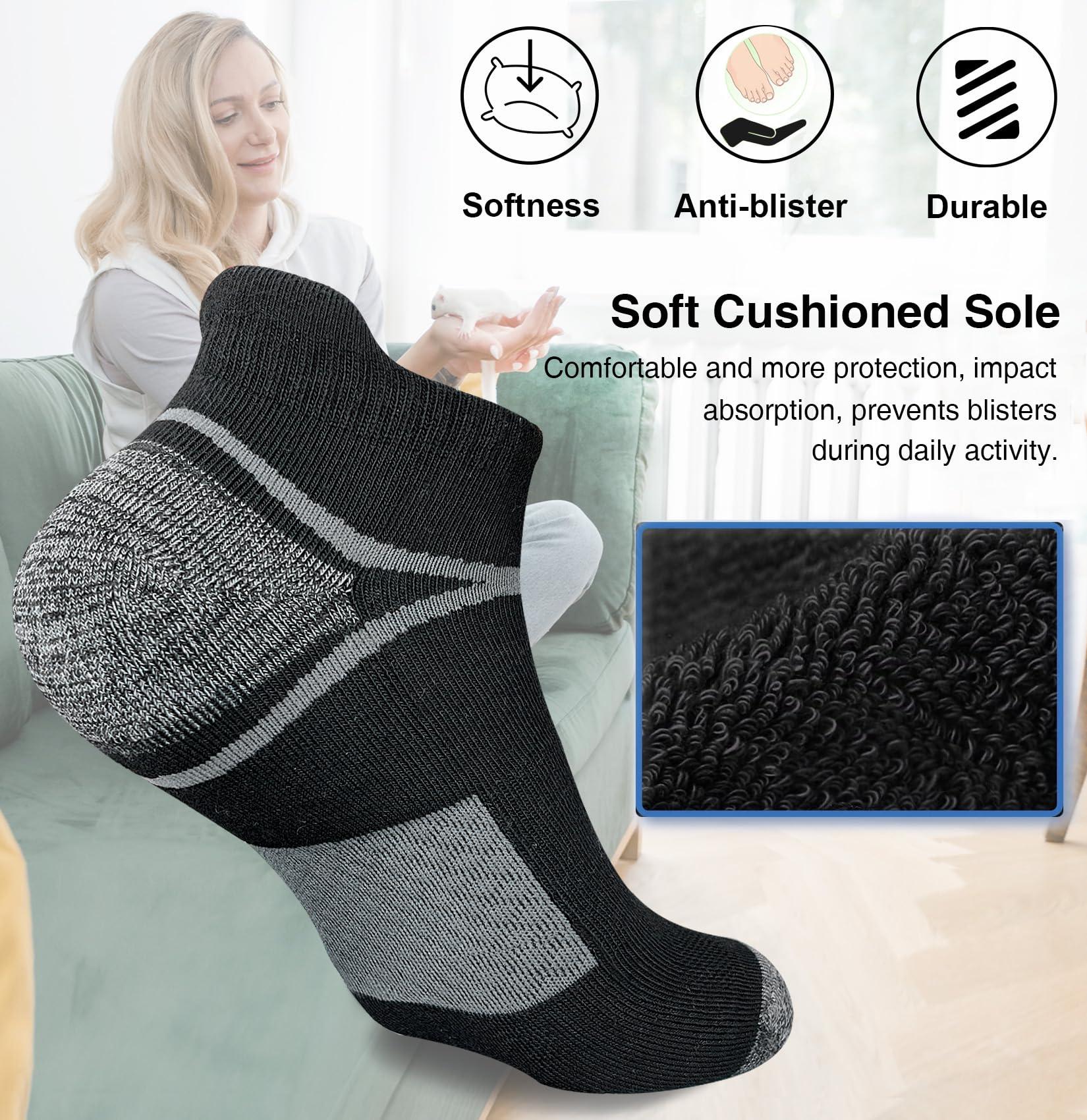 suaskk Men's Athletic Cushioned Ankle Socks Comfort Wicking Anti-Blister Running Sock 5 Pairs - Image 3