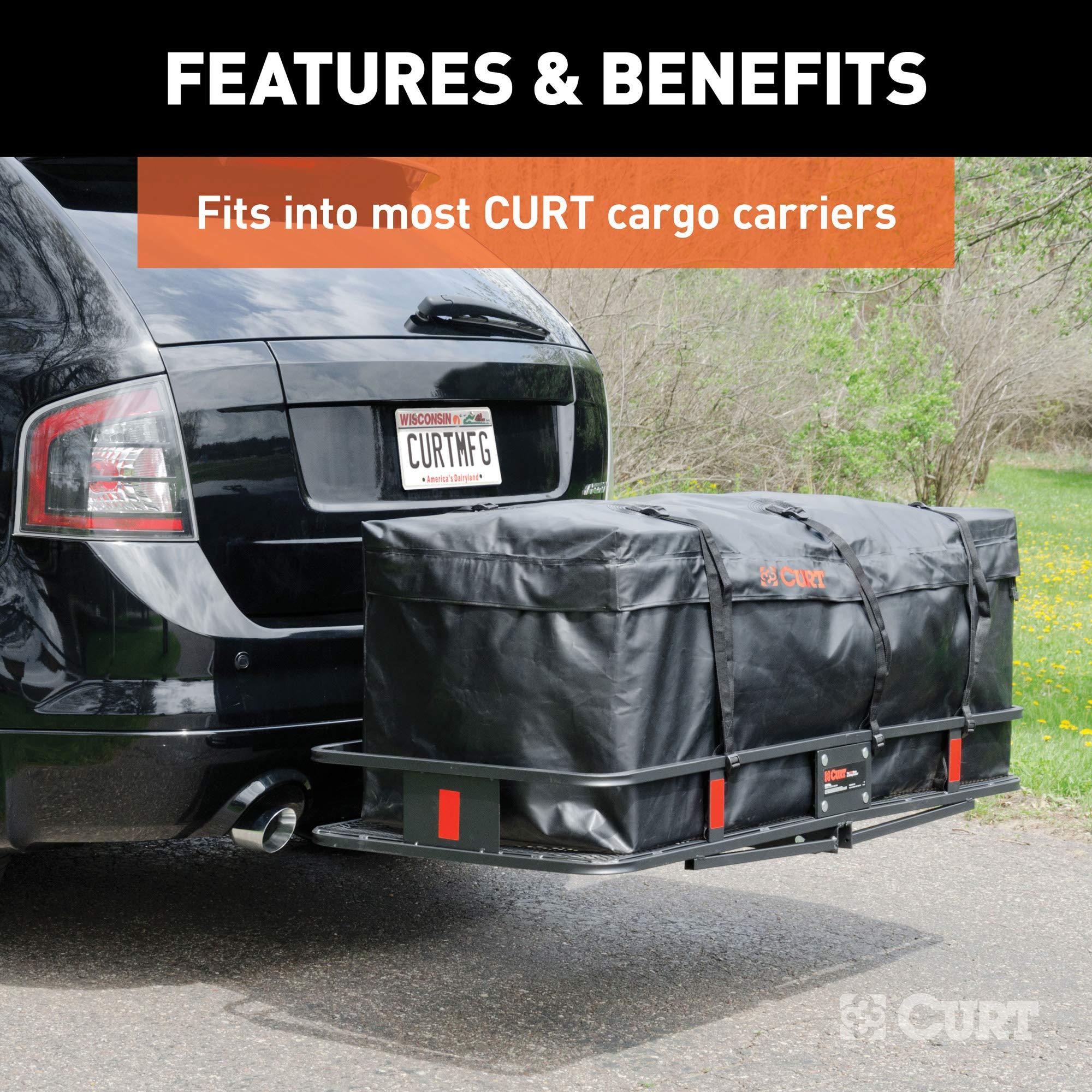 CURT 18211 56 x 22 x 21-Inch Weather-Resistant Black Vinyl Cargo Bag for Hitch Carrier - Image 4