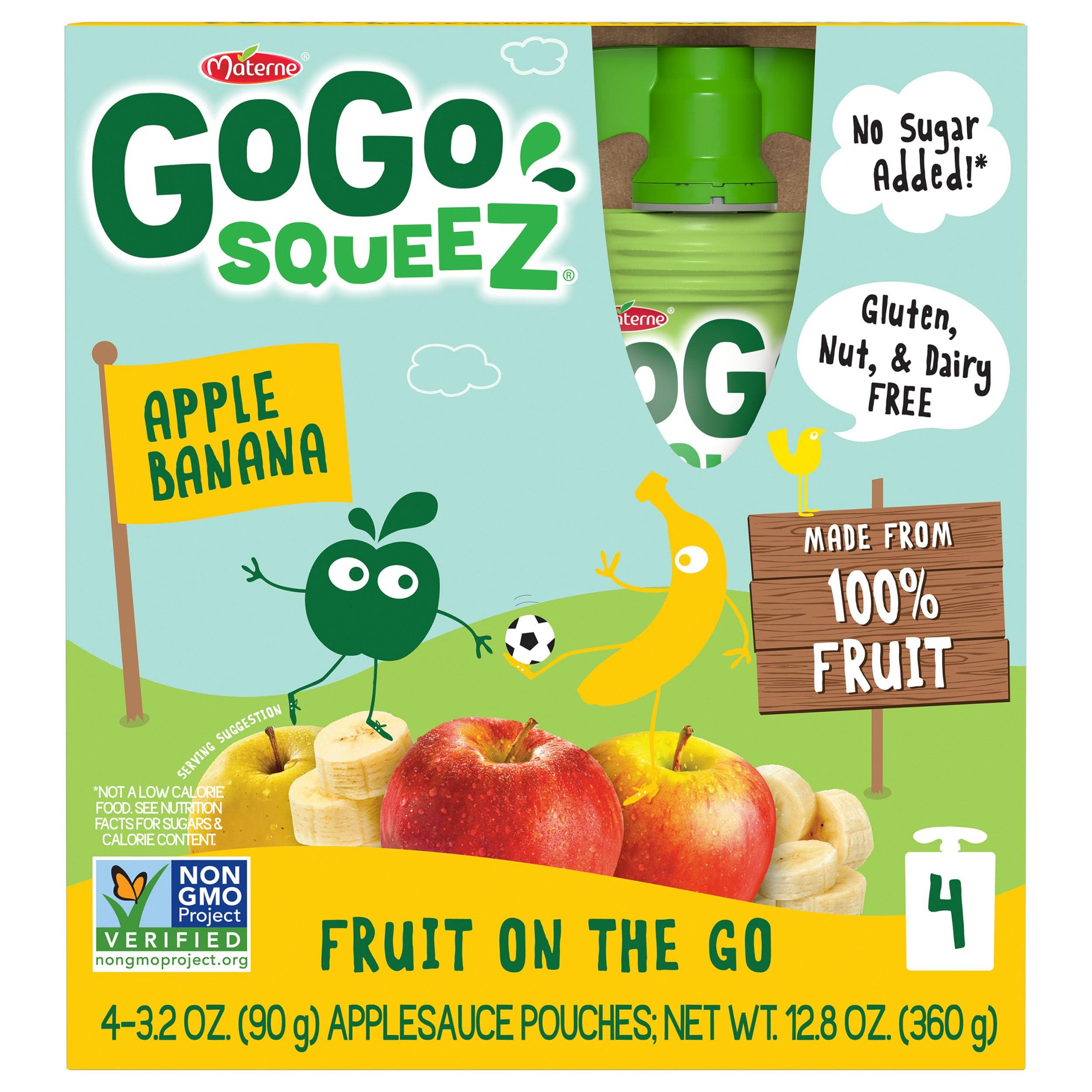 GoGo squeeZ Applesauce and Fruit Puree, Apple Banana, 3.2 oz (Pack of 48), Unsweetened Fruit Snacks for Kids, Gluten Free, Nut Free and Dairy Free, Recloseable Cap, BPA Free Pouches - Image 3
