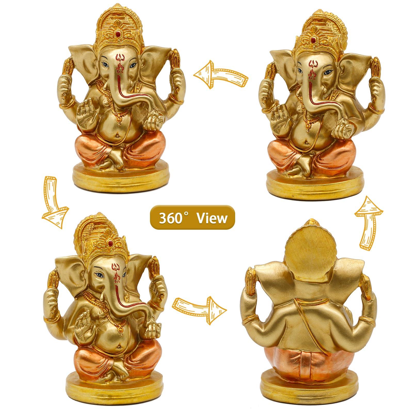 Indian God Lord Ganesha Statue - 5" H Hindu God Ganesh Idol for Diwali Gifts Meditation Yoga Room Altar Decoration Home Temple Mandir Pooja Item - Image 4