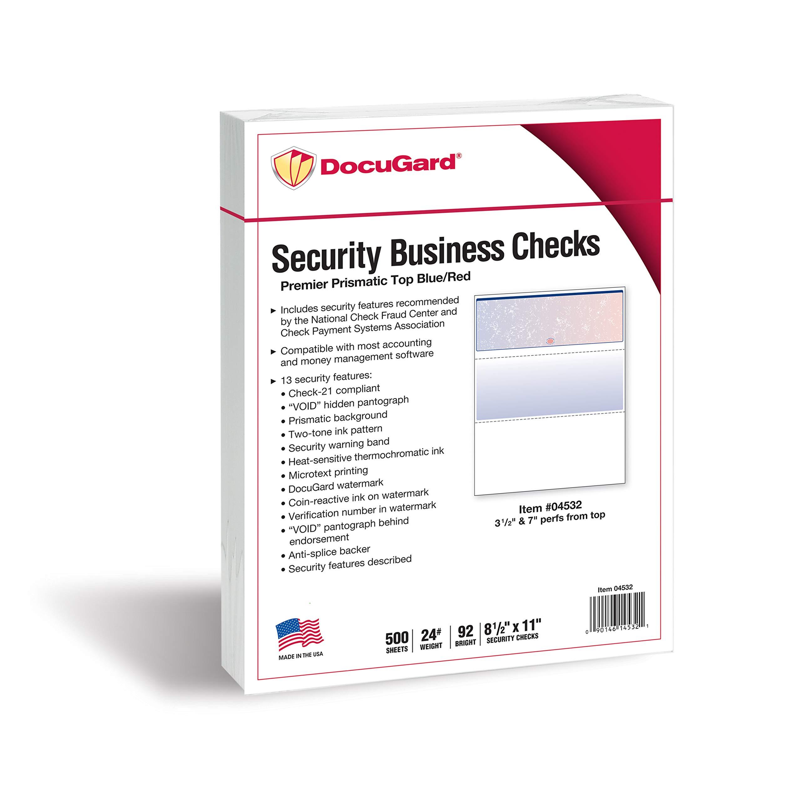 DocuGard Blue/Red Premier Prismatic Top High Security Check Paper - Laser/Inkjet Printer Compatible - 13 Security Features - 500 Blank Business Checks (04532) - Image 2