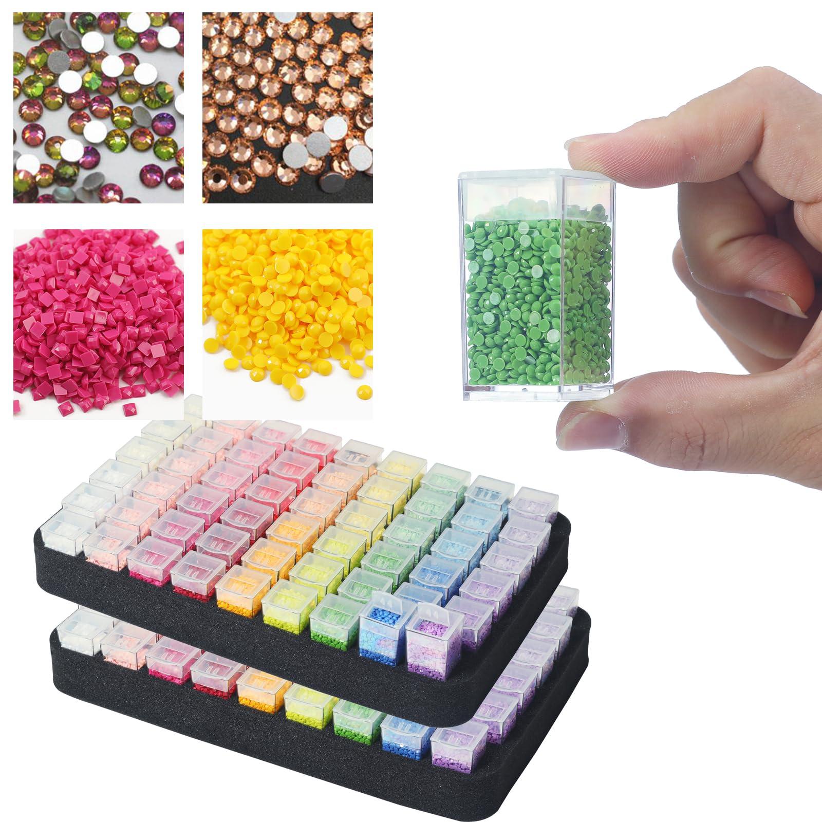 Douorgan Diamond Painting Storage Containers Diamond Painting Accessories and Tools Portable Organizer Shockproof Diamond Art Storage Case Jewelry Beads Storage Box (104 Square Jars) - Image 7