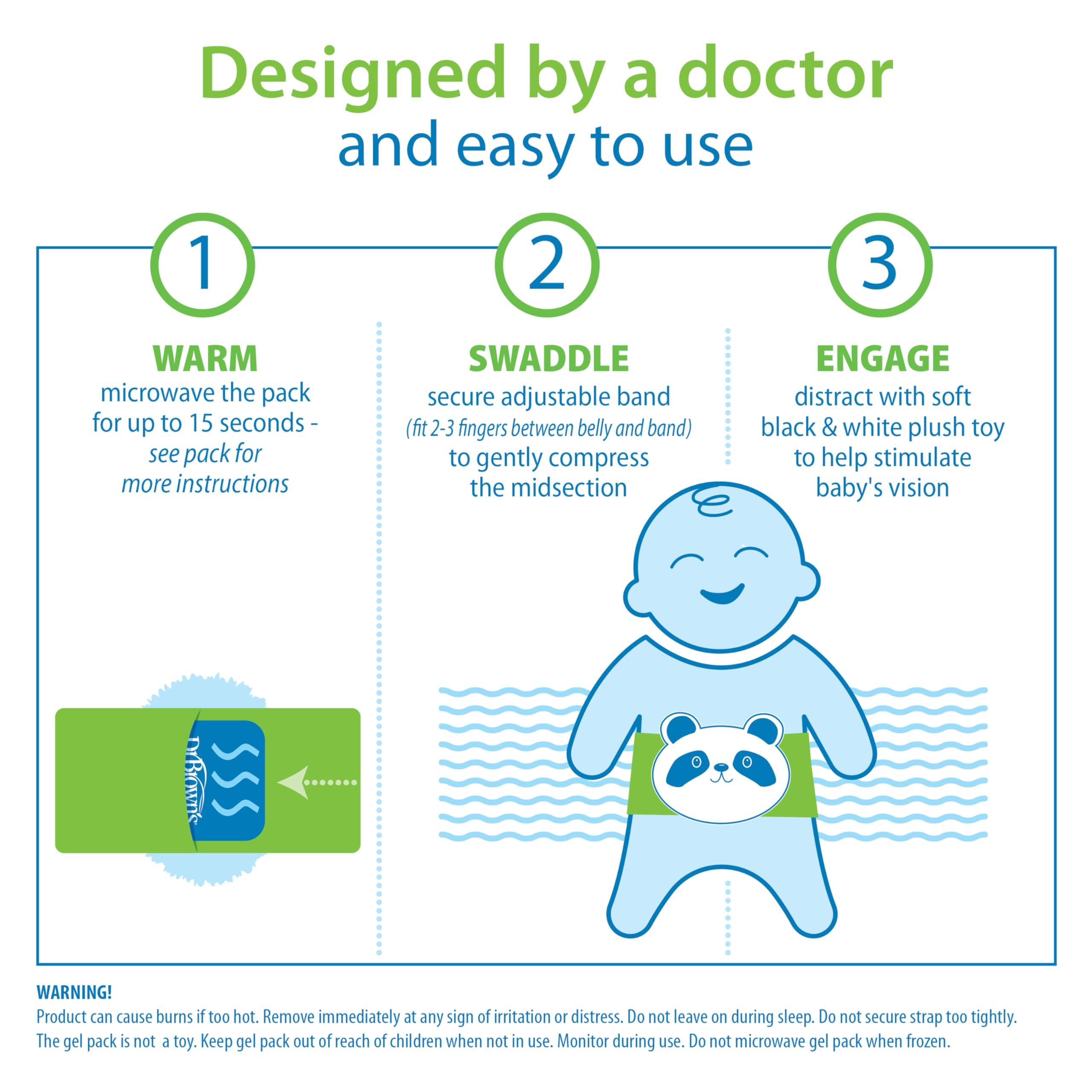 Dr. Brown's Infant Gripebelt Heated Belly Band, Soothe Baby's Tummy with Gentle Warmth and Compression, Panda, 0m+ - Image 3
