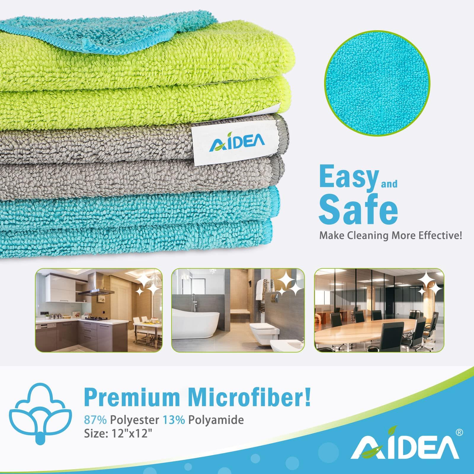 AIDEA Microfiber Cleaning Cloth-100PK, Soft Microfiber Towels for Cars, Absorbent Cleaning Rags, Lint-Free Streak-Free Wash Cloths for House, Kitchen, Window(12in.x12in) - Image 2
