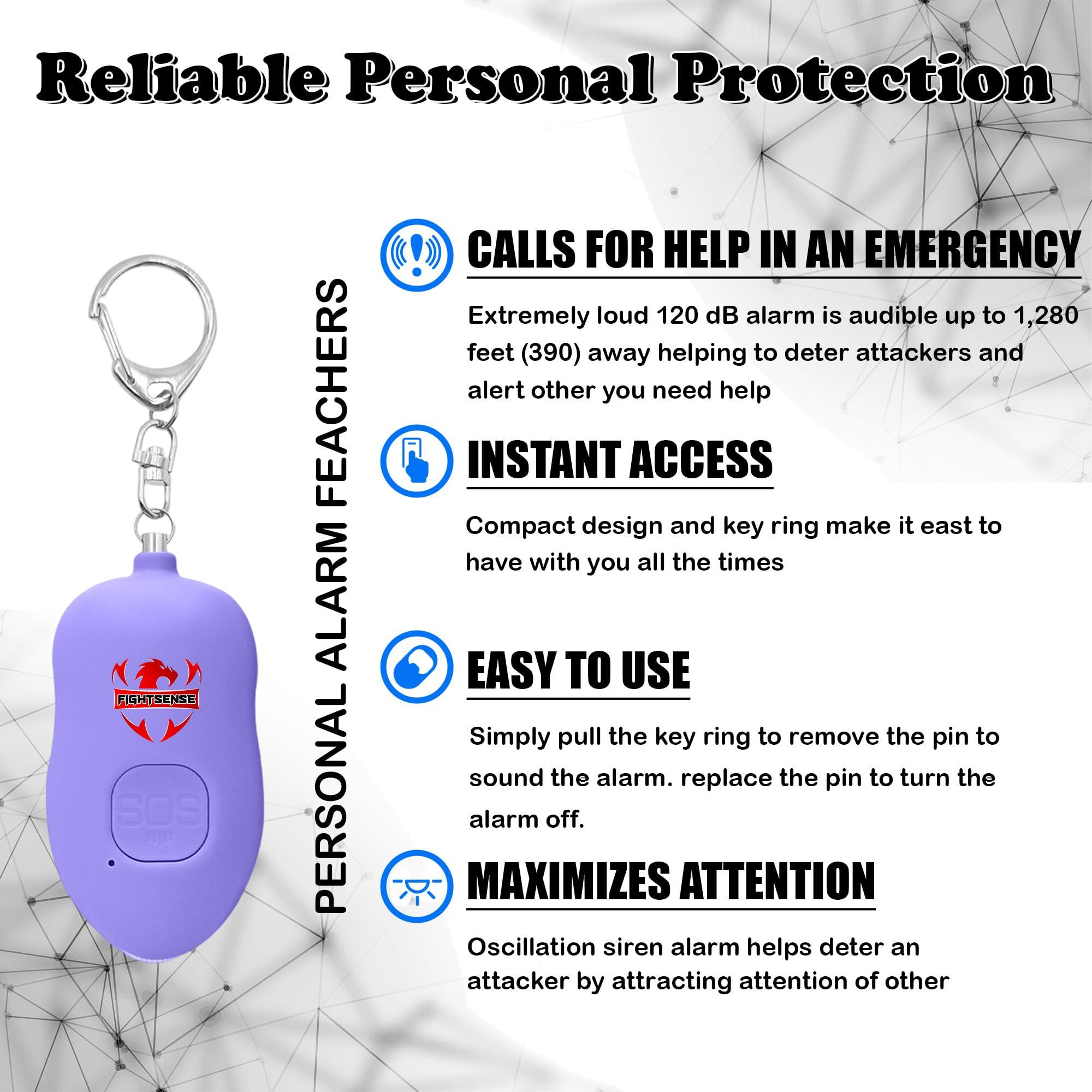 Fightsense Personal Alarm Keychain with Snap Hook, 130dB Siren Safety Alarm for Women LED Light (300m Audible) (Purple) - Image 3