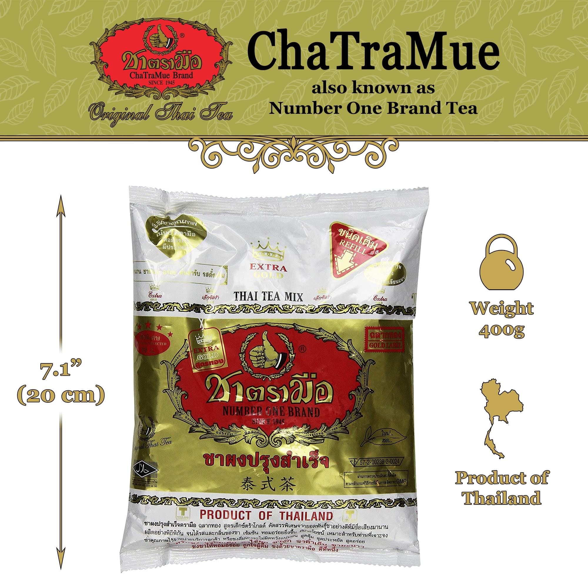 Number One Extra Gold Premium Thai Tea Mix Fine Loose Leaves for Iced Tea, Milk Tea or Boba Tea, Traditional Brand from Thailand with Stronger, Bolder Taste than Regular Thai Tea (14 oz Bag) - Image 5