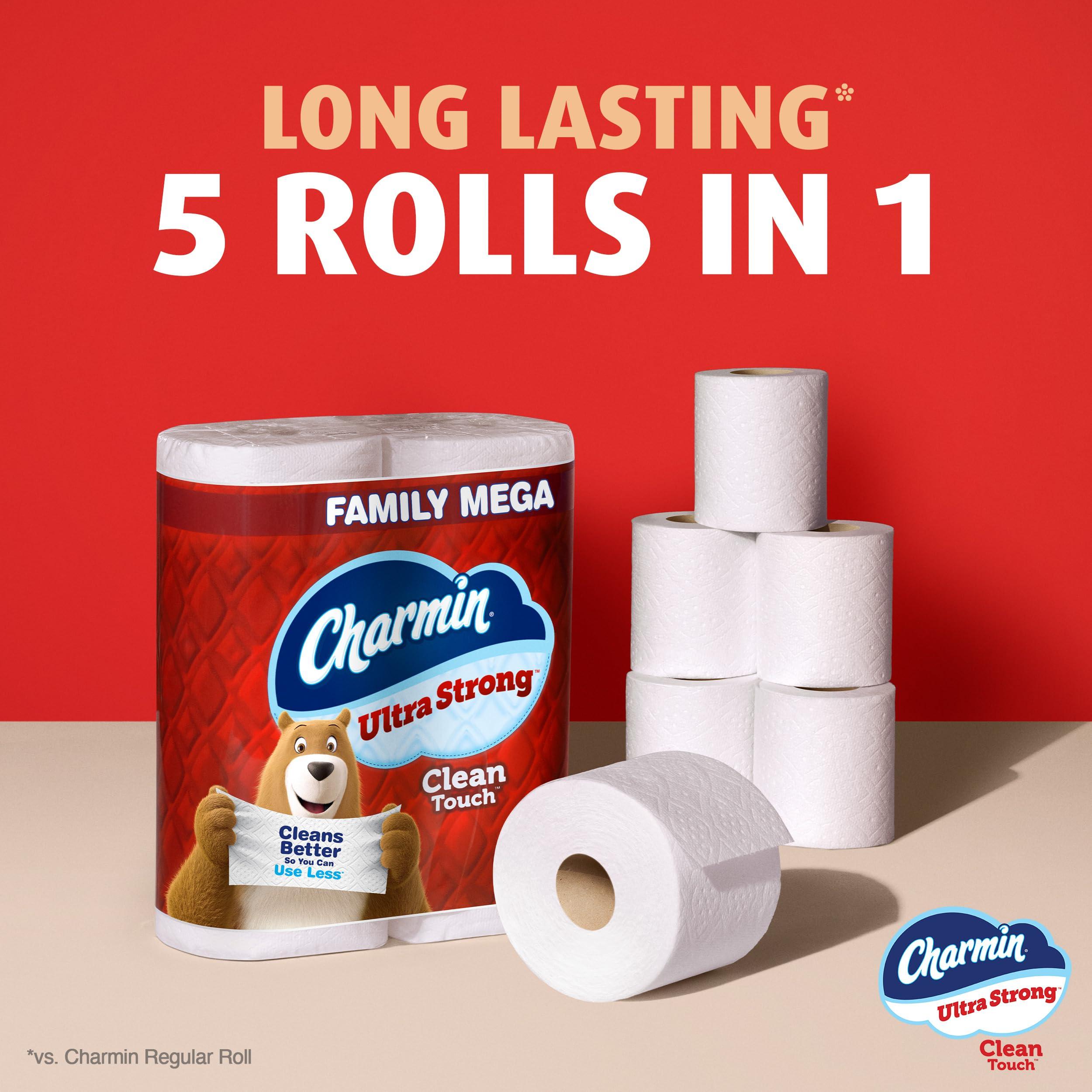 Charmin Ultra Strong Clean Touch Toilet Paper, 18 Family Mega Rolls = 90 Regular Rolls - Image 6