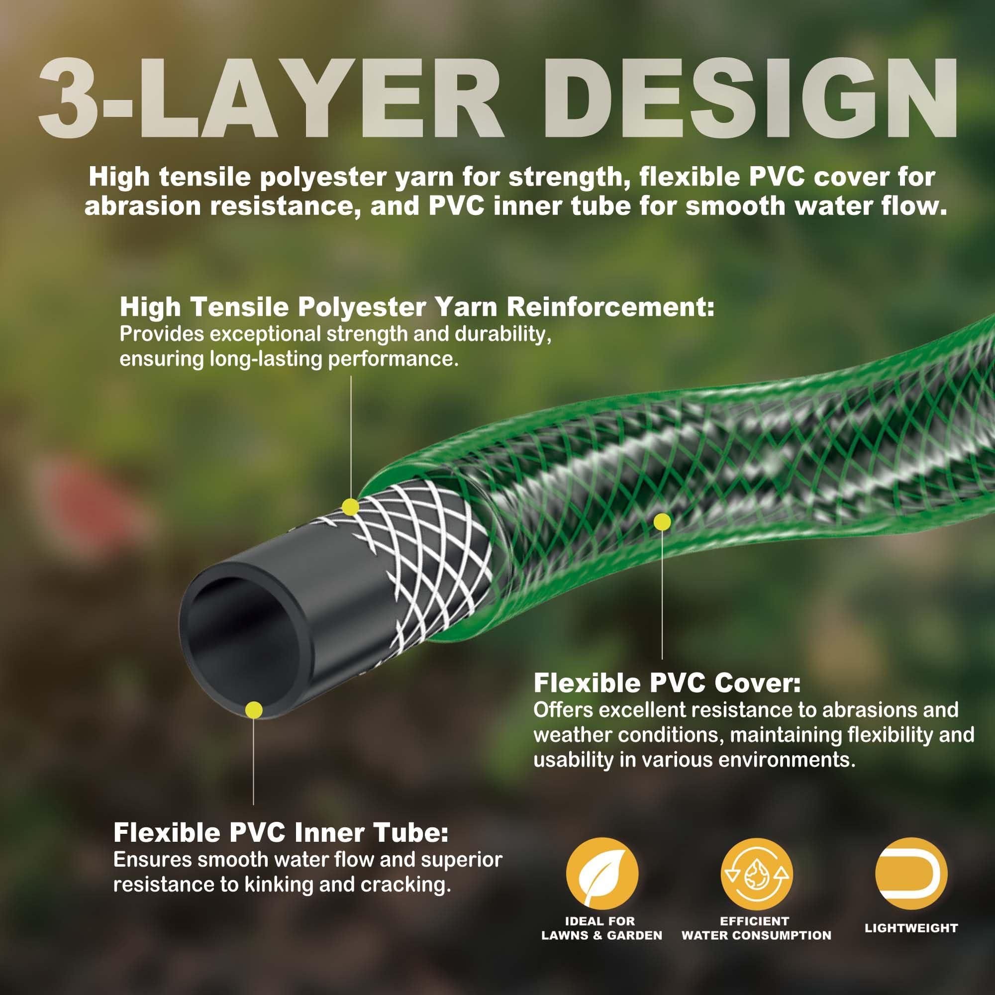 Garden Hose Leakproof for Gardener: 1/2” PVC Water Hoses with GHT Fittings - 3 FT No Kink and Flexible for Outdoor - Image 4