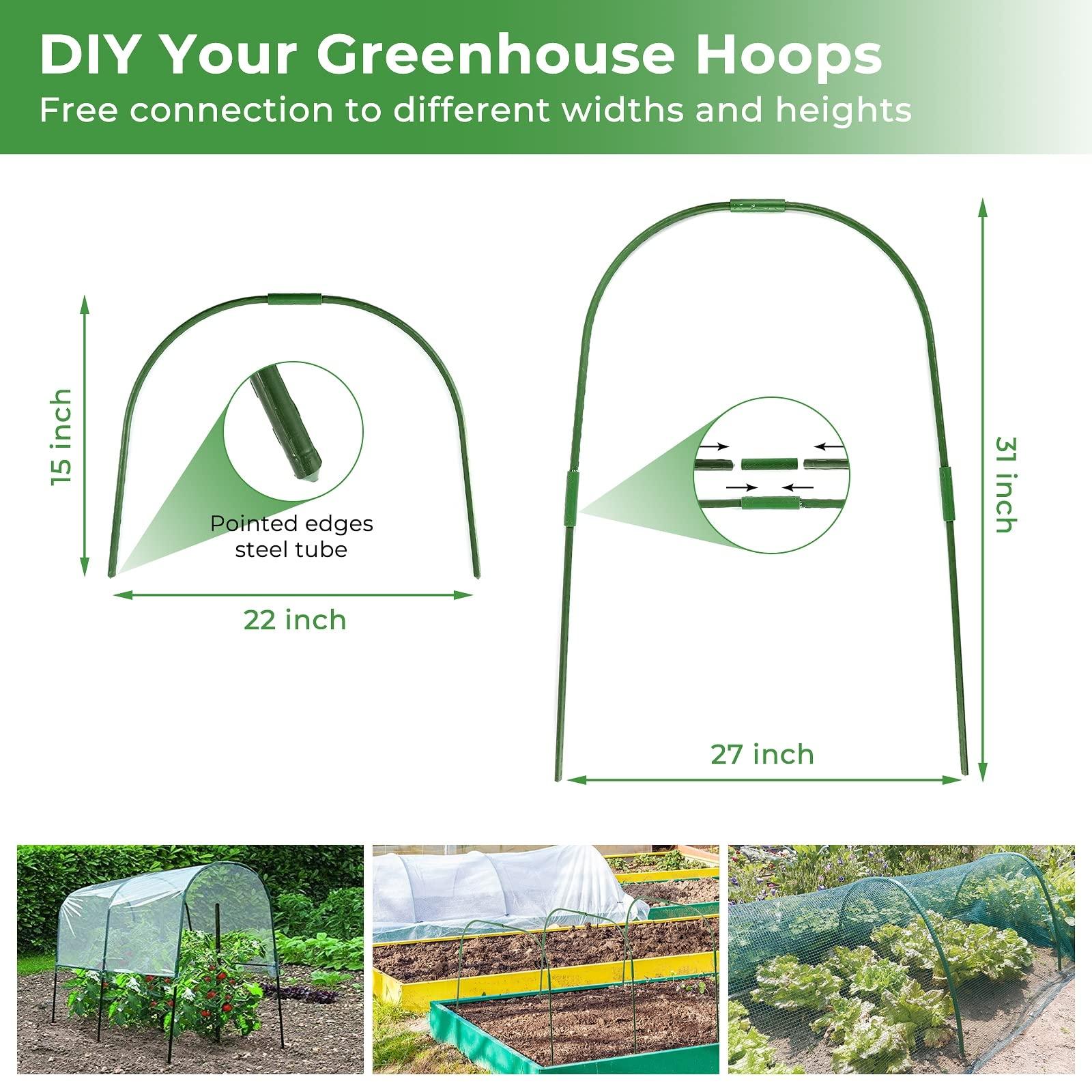 BEAMNOVA Garden Netting Mesh Greenhouse Hoops for Raised Beds Row Cover Barrier Support Frame Cover Climbing Plants Stakes with Clips for Outdoor Vegetable Tomato Vines DIY - Image 2