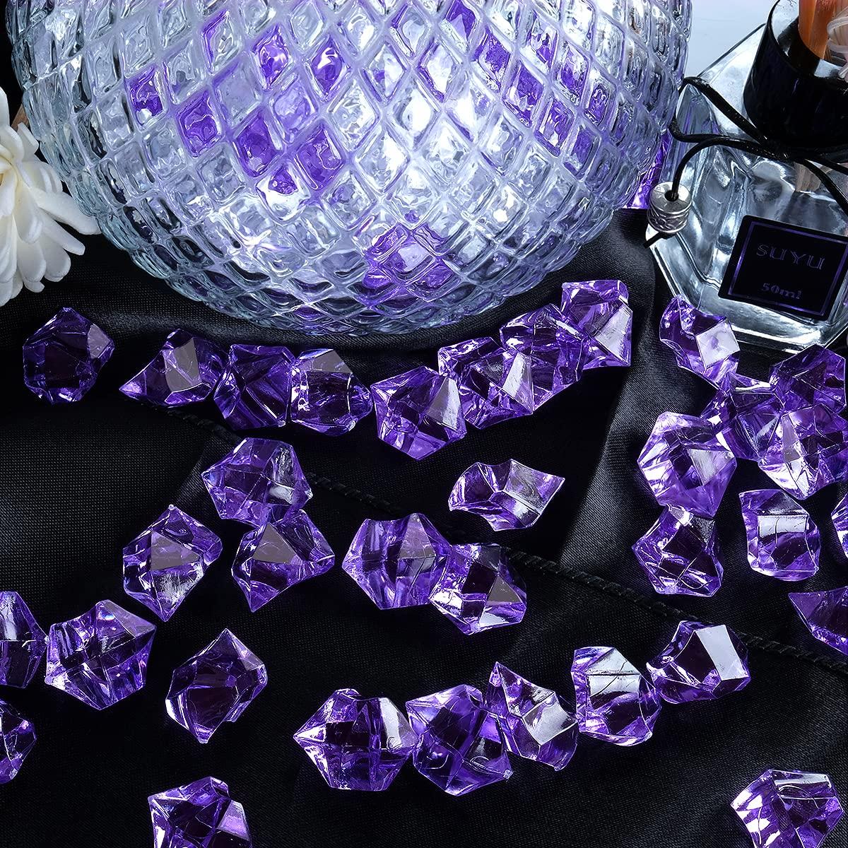 Acrylic Crushed Ice Rocks, Babenest 150 PCS Fake Crystals Plastic Ice Cubes Diamonds Gems for Vase Fillers, Home Decoration, Table Scatter, Event, Wedding, Arts & Crafts (Purple) - Image 2
