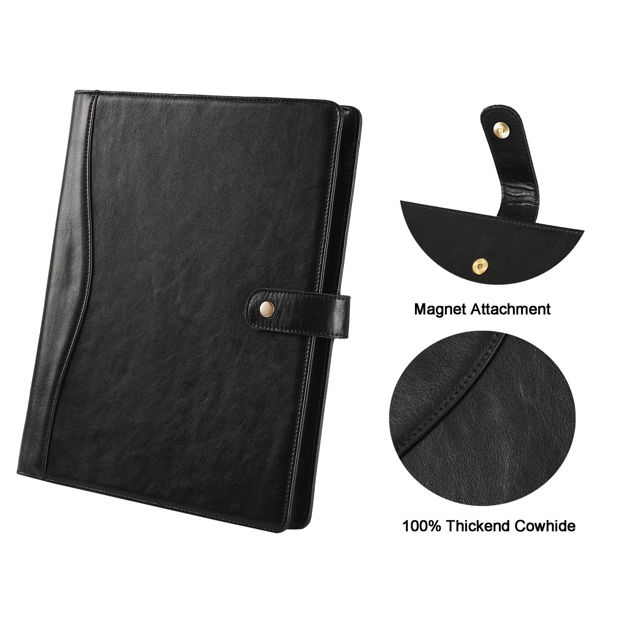 Personalized Leather Padfolio for Men - Business Portfolio with Clipboard, Engraved Legal Pad Folio Folder, A4 Letter Size Ideal Business and Corporate Gifts, Oil Black - Custom - Image 4