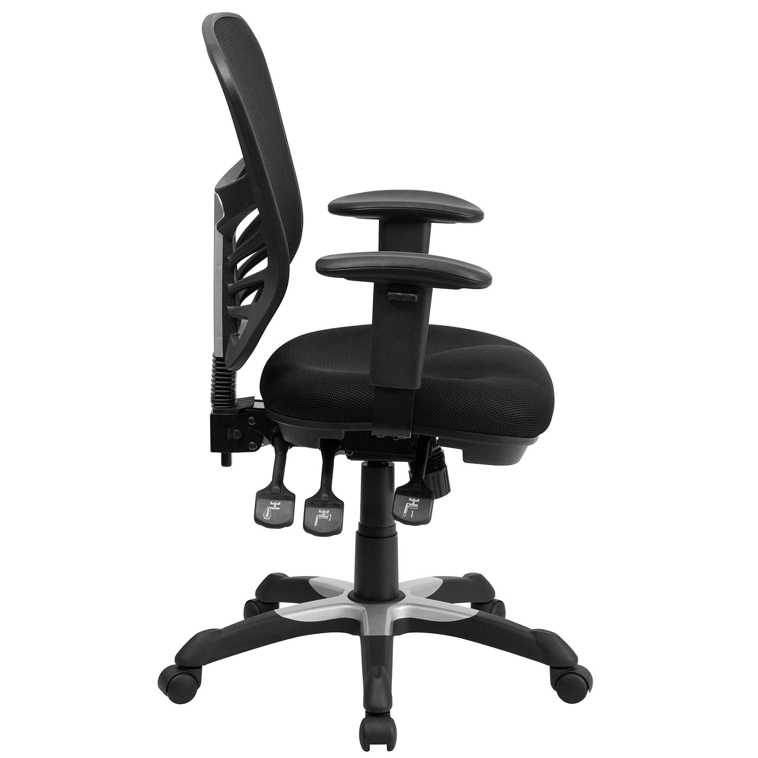 Flash Furniture Nicholas Mid-Back Swivel Desk Chair with Wheels, Mesh Back, Padded Seat, and Armrests, Adjustable Height Mesh Ergonomic Office Chair, Black - Image 15