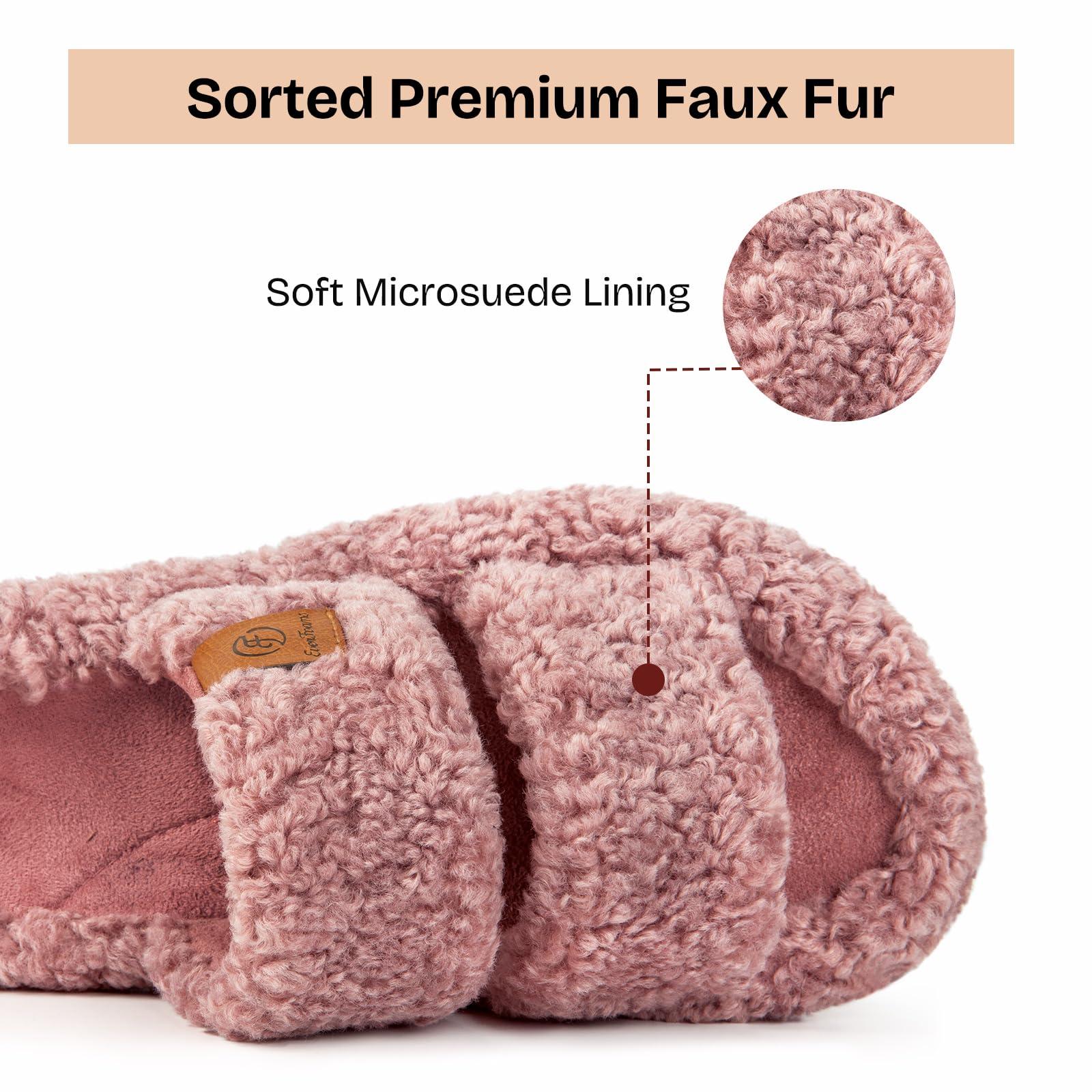 EverFoams Womens Fuzzy Open-toe Slippers Soft Comfy Memory Foam Indoor House Shoes - Image 4
