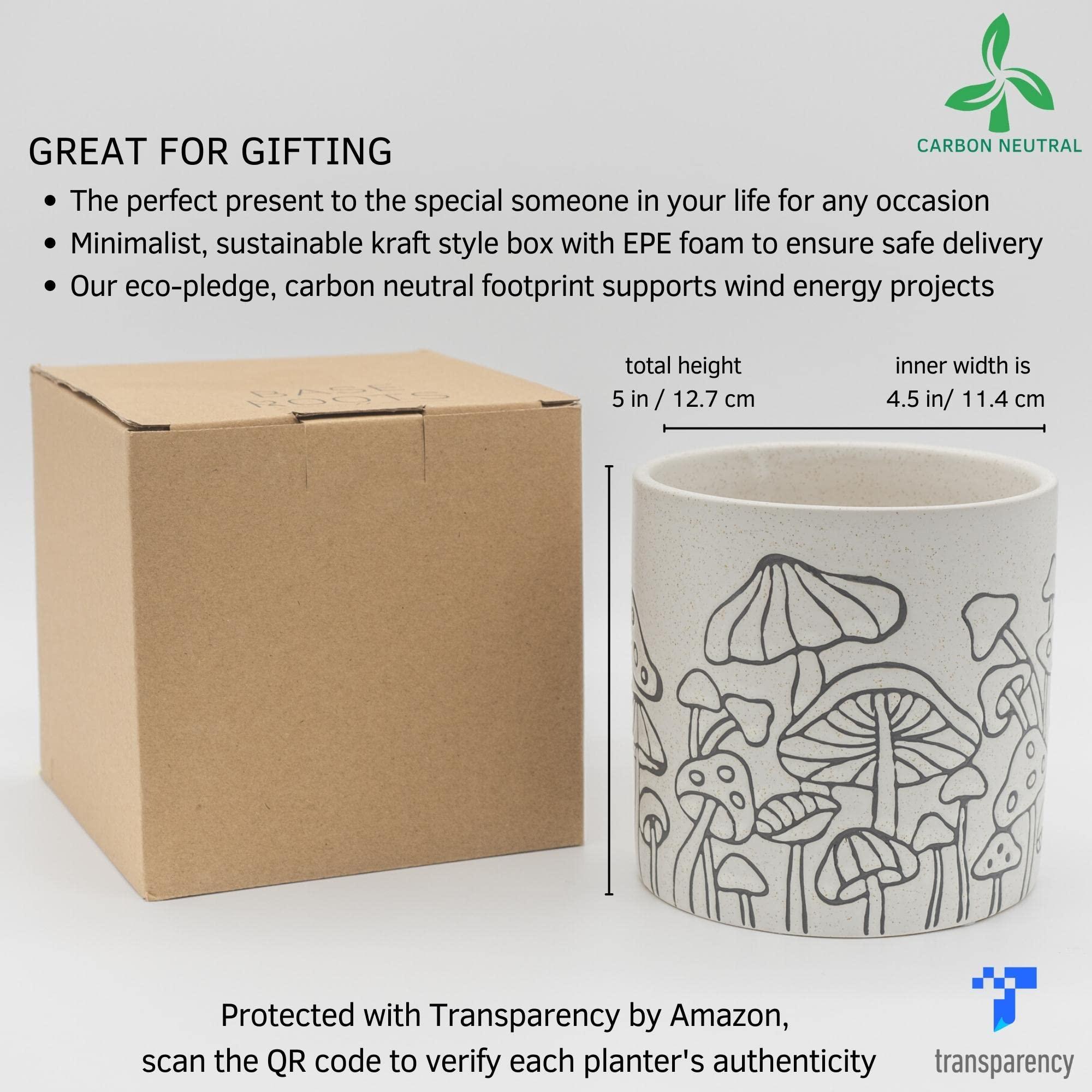 BASE ROOTS Mushroom Planter, Speckled White, Indoor/Outdoor, Holds Small Plants - Image 4