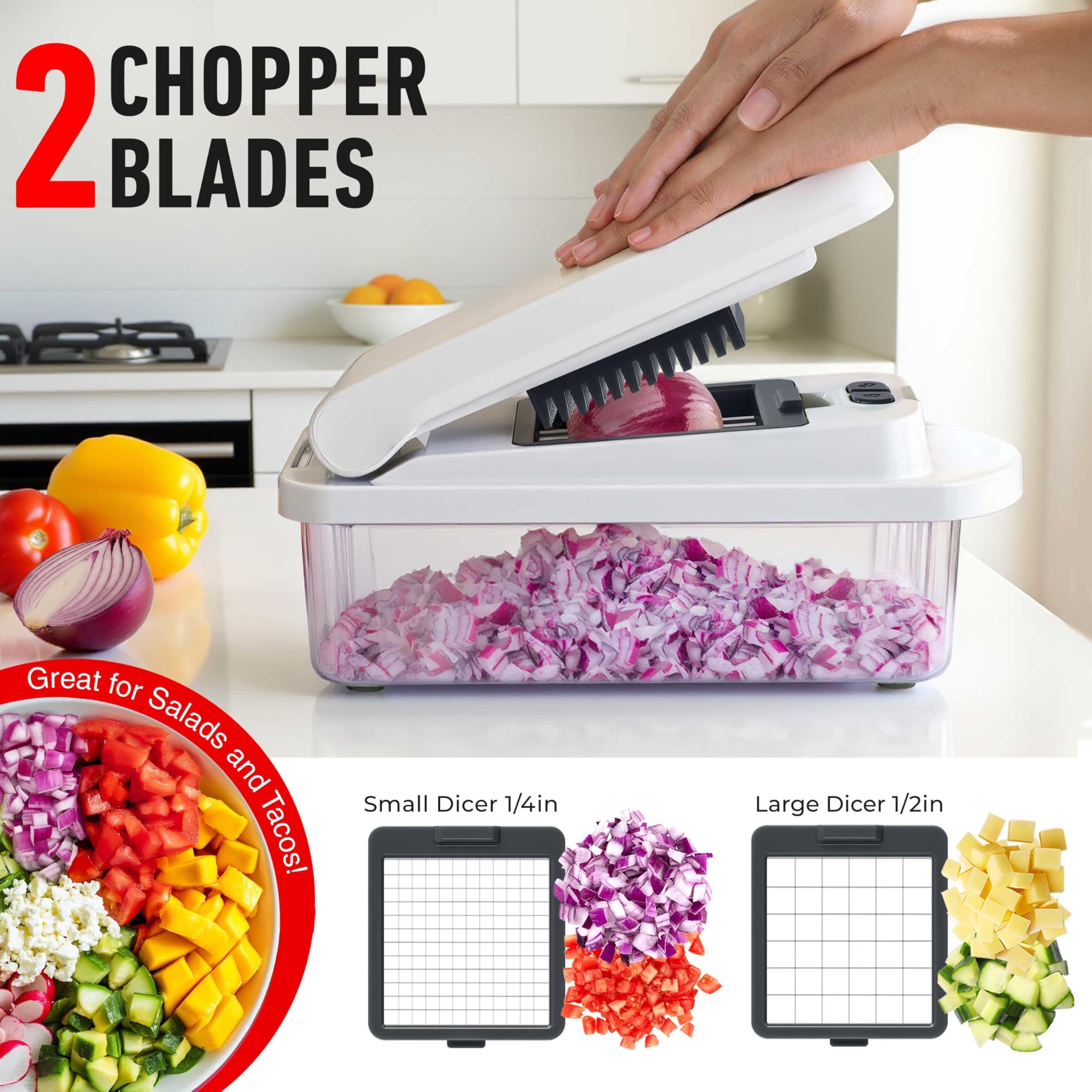 Mueller Pro-Series 10-in-1, 8 Blade Vegetable Chopper, Onion Mincer, Cutter, Dicer, Egg Slicer with Container, French Fry Cutter Potatoe Slicer, Home Essentials & Kitchen Gadgets, Salad Chopper - Image 5