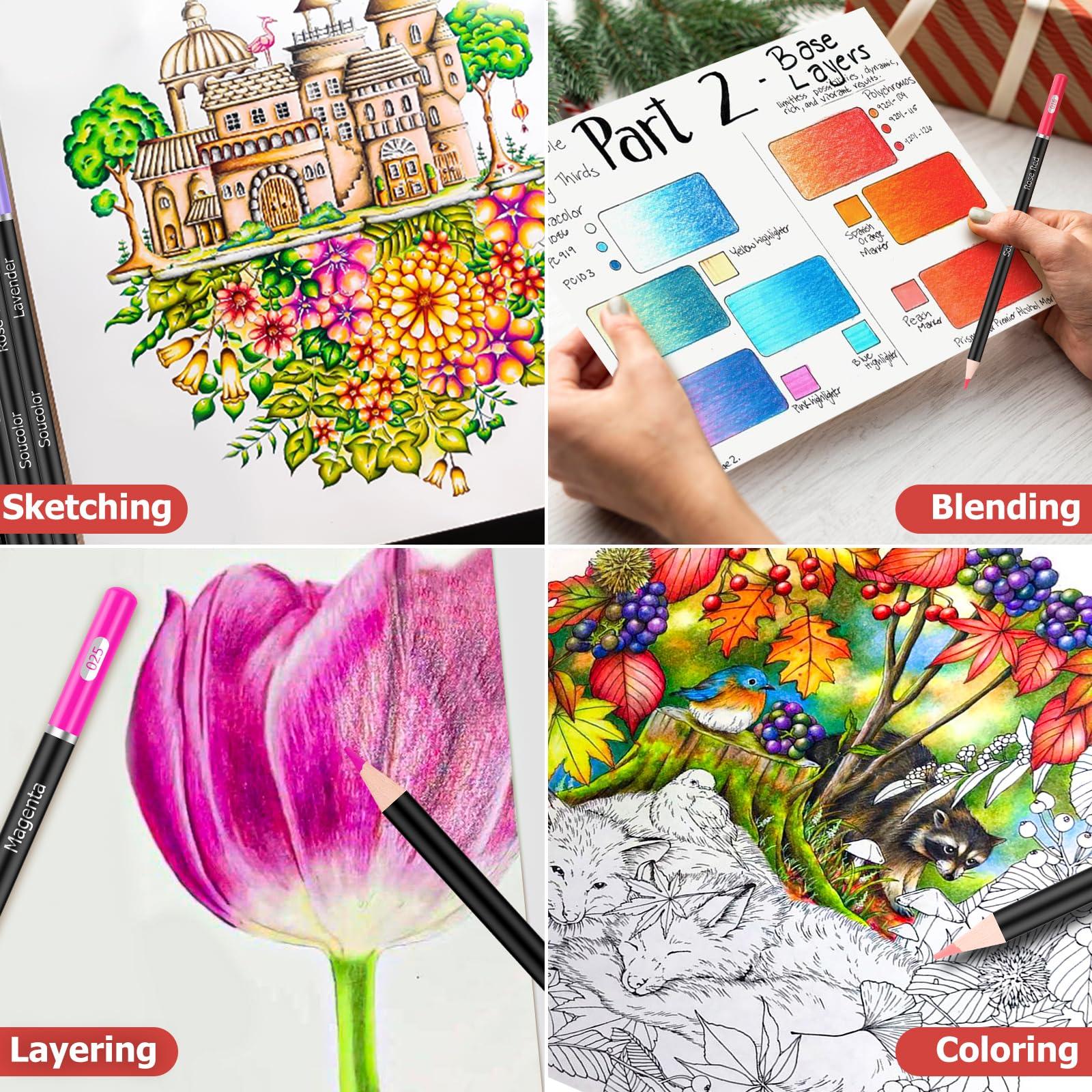 Soucolor 72-Color Colored Pencils for Adult Coloring Books, Back to School Supplies, Soft Core, Artist Drawing Sketching Pencils Set, Art Supplies Kit Gifts for Kids Teens Beginners Blending Shading - Image 4