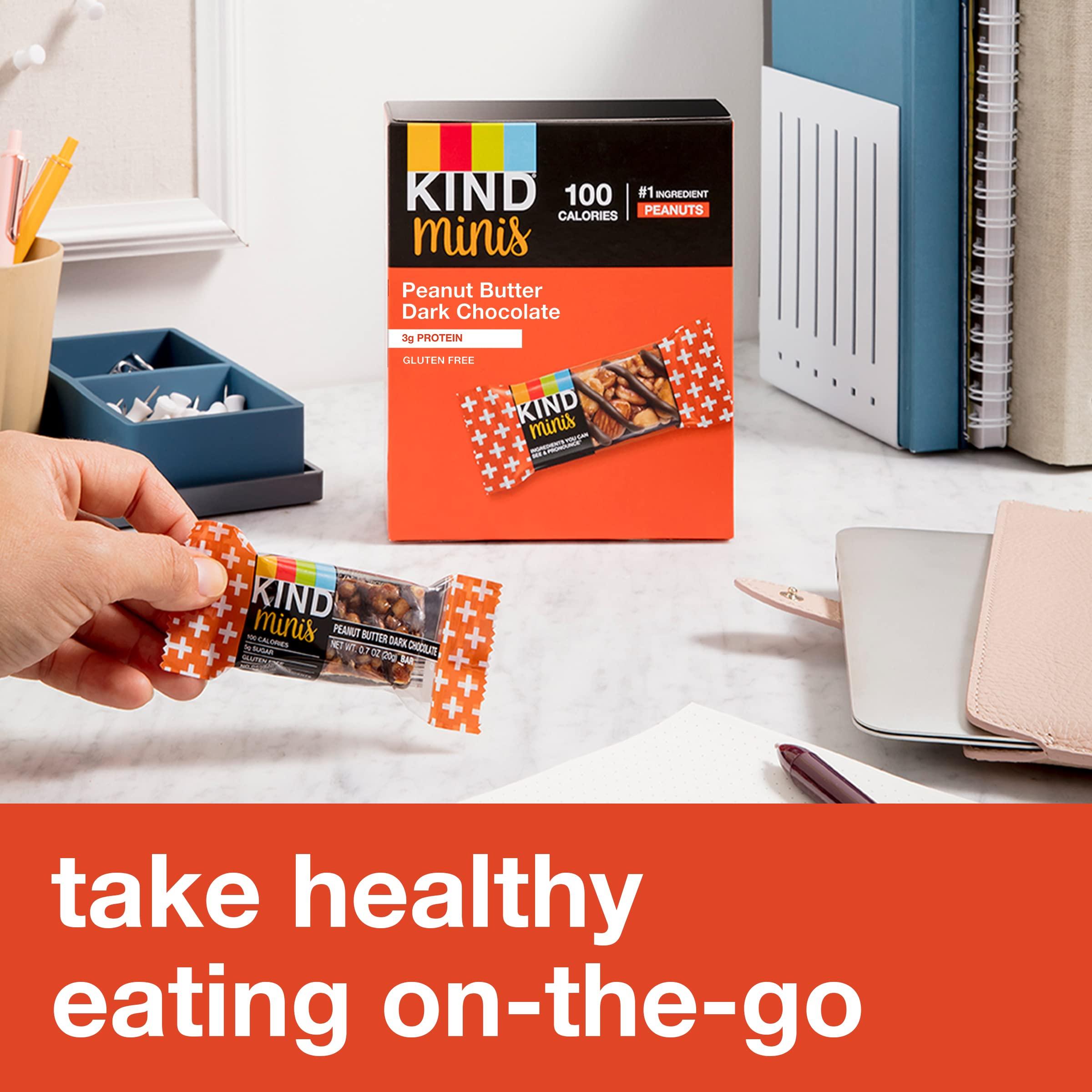 KIND Bar Minis, Variety Pack, Dark Chocolate Nuts and Sea Salt, Peanut Butter, Caramel Almond, Healthy Snacks, 3g Protein, Gluten Free, Low Sugar/Calorie Snacks, 30 Count - Image 5