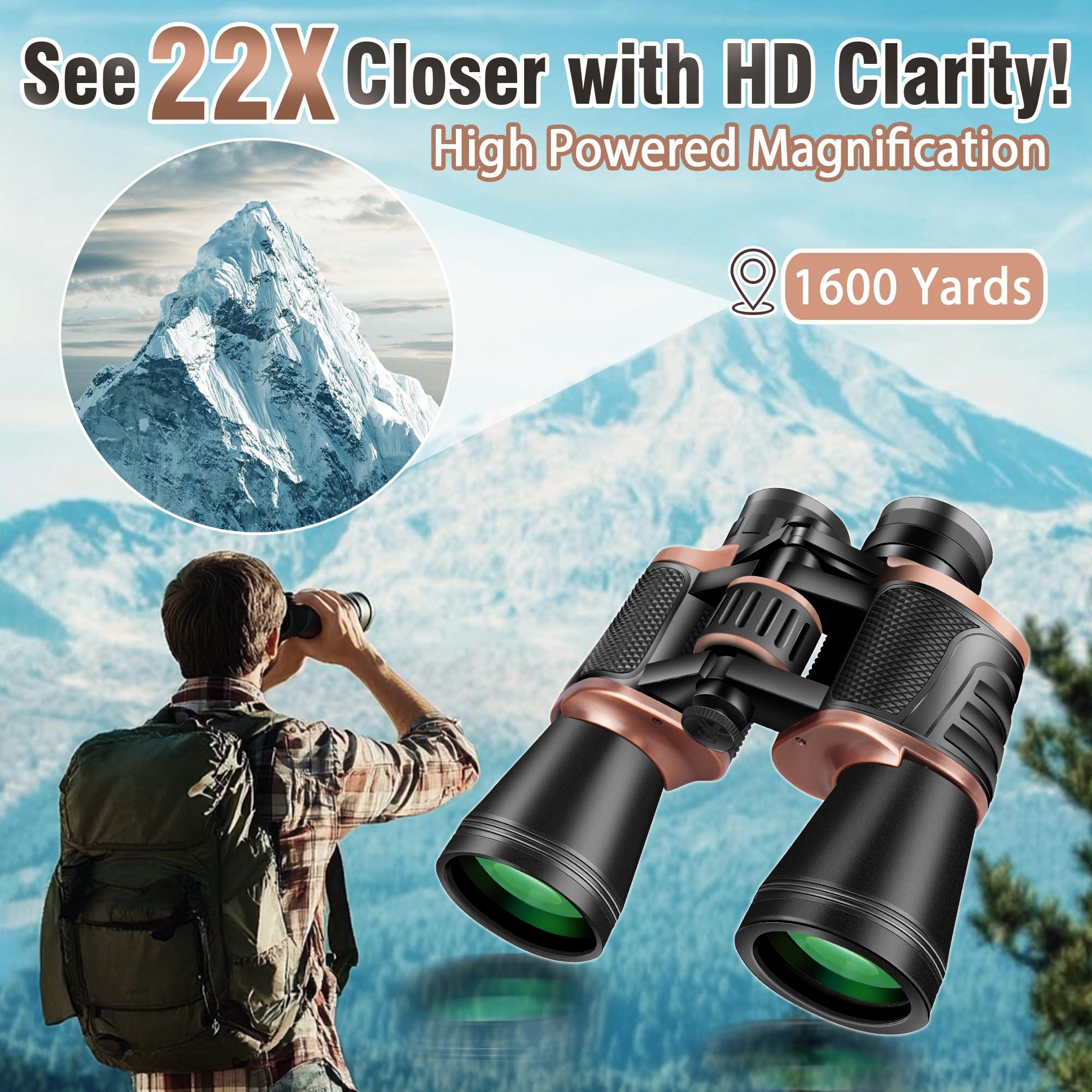 Gaterda 22x50 Binoculars for Adults High Powered, BAK-4 Prism HD FMC, Professional Waterproof Binoculars for Bird Watching, Hunting, Travel with Carrying Bag - Image 2