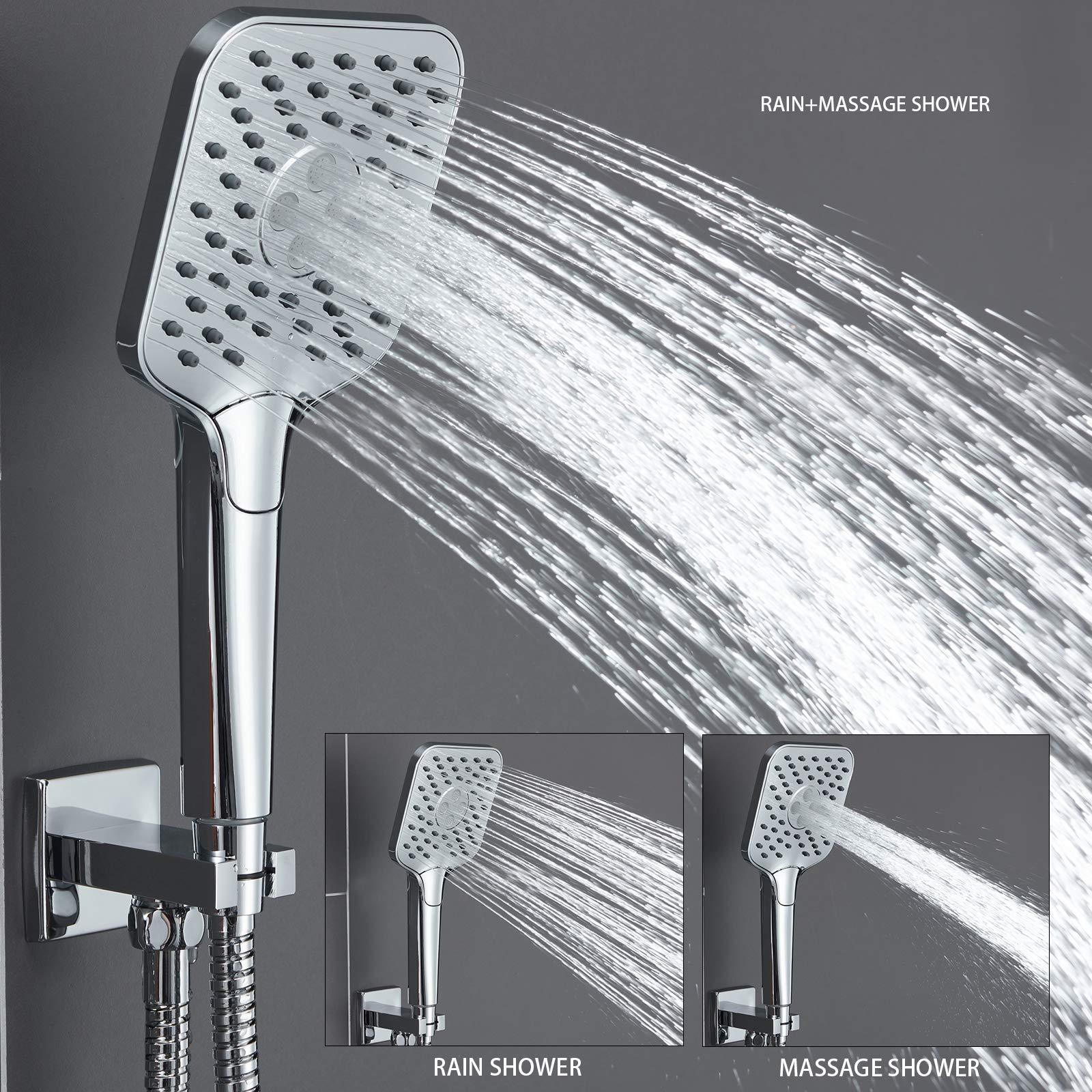 Gabrylly Shower System with Tub Spout, Wall Mounted Tub Shower Faucet Set for Bathroom with High Pressure 10" Rain Shower head and 3-Setting Handheld Shower Head Set,Chrome - Image 5