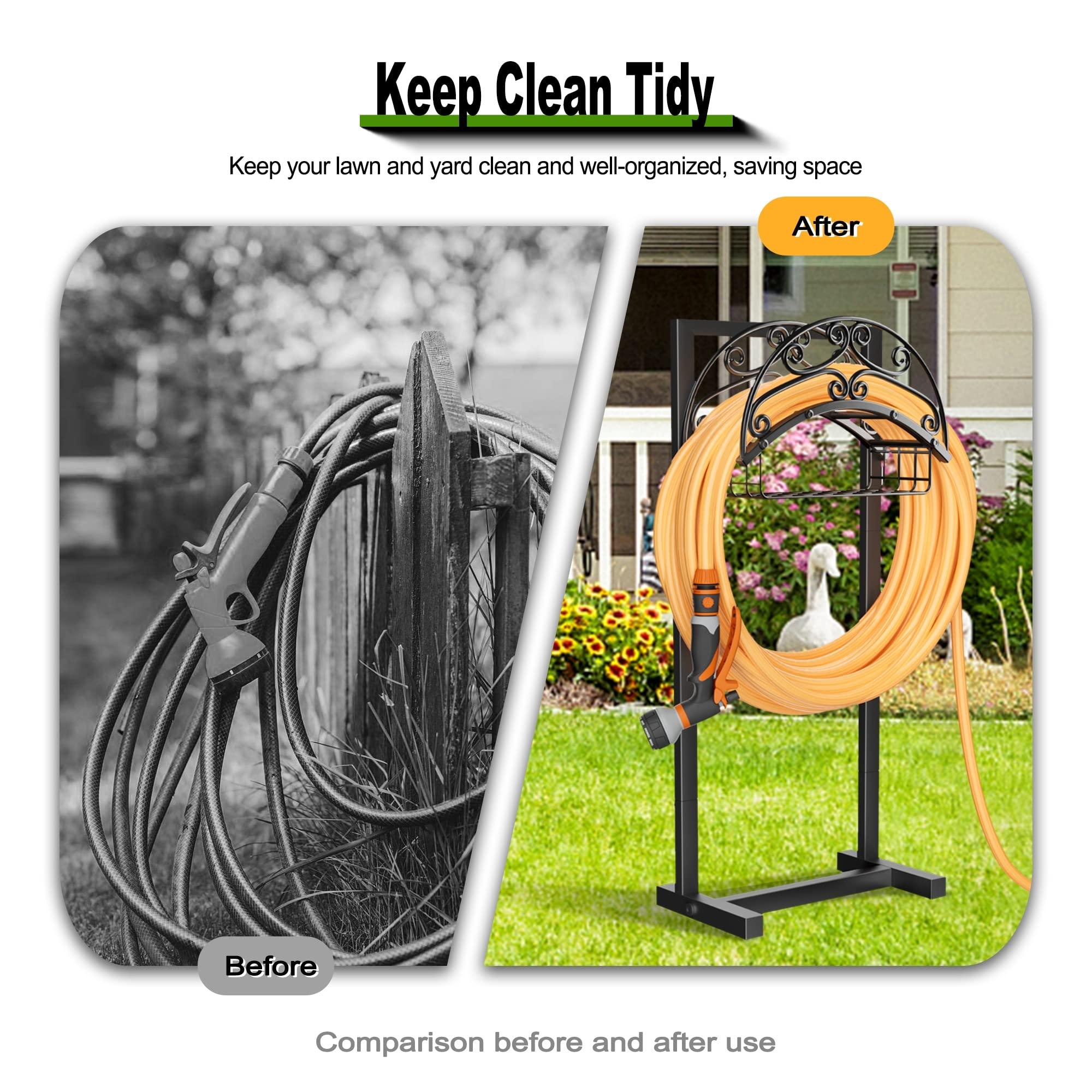 Gayuteay Garden Hose Holder - Upgraded Water Hose Holder Holds 151-feet Hose, Heavy Duty Metal Hose Stand Sturdy Freestanding Hose Hanger, Detachable Garden Hose Storage Rack for Outside Yard Lawn - Image 6