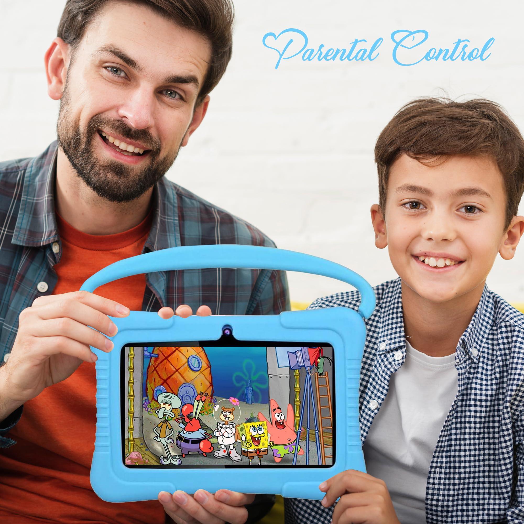QISTOQI Kids Tablet, 7 inch 32GB Android Tablet for Kids, Toddler Tablet with Bluetooth, WiFi, Parental Control, Dual Camera, GMS, Shockproof Case, Kids App Pre-Installed (Blue) - Image 2