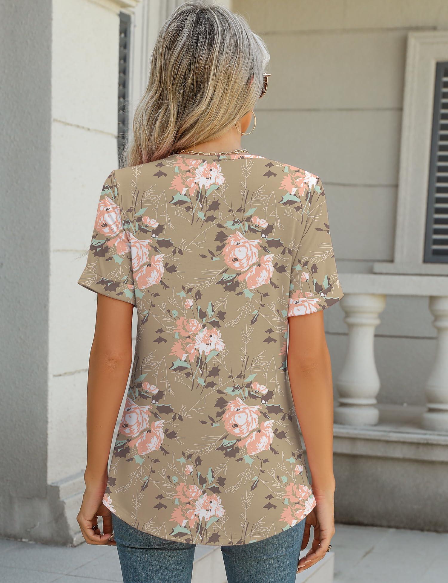 Rapbin T Shirts for Women Short Sleeve V Neck Tshirts Loose Fit Lightweight Soft Casual Summer Spring Tee Tops - Image 2