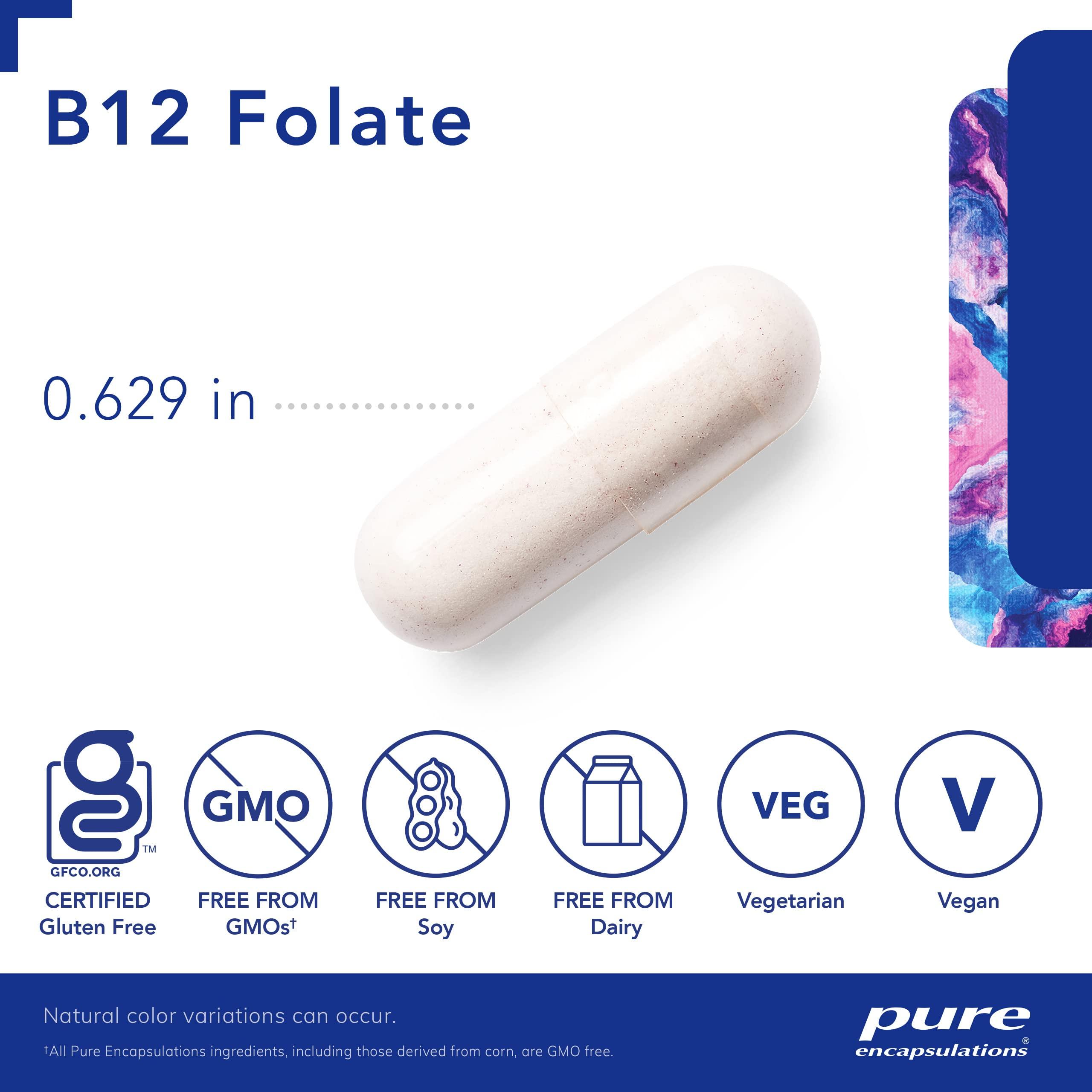 Pure Encapsulations B12 Folate - Energy Supplement to Support Nerves, Energy Metabolism & Cognitive Support* - with Vitamin B Folate as Metafolin - 60 Capsules - Image 3