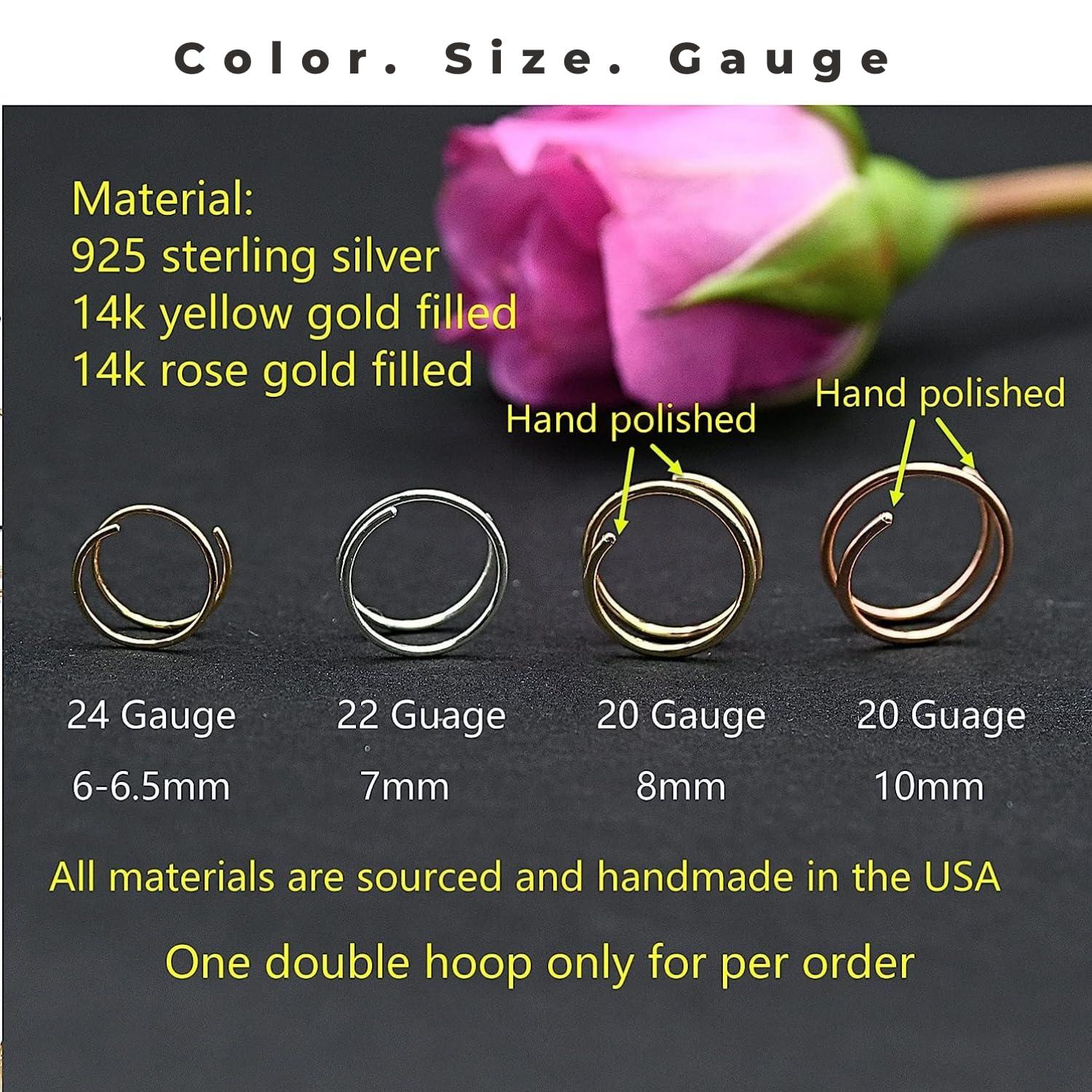 14k Gold Filled 20G Double Hoop Nose Ring for Single Piercing, 20 Gauge Small Thin 8mm Spiral Nose Jewelry for Women Men - Image 9