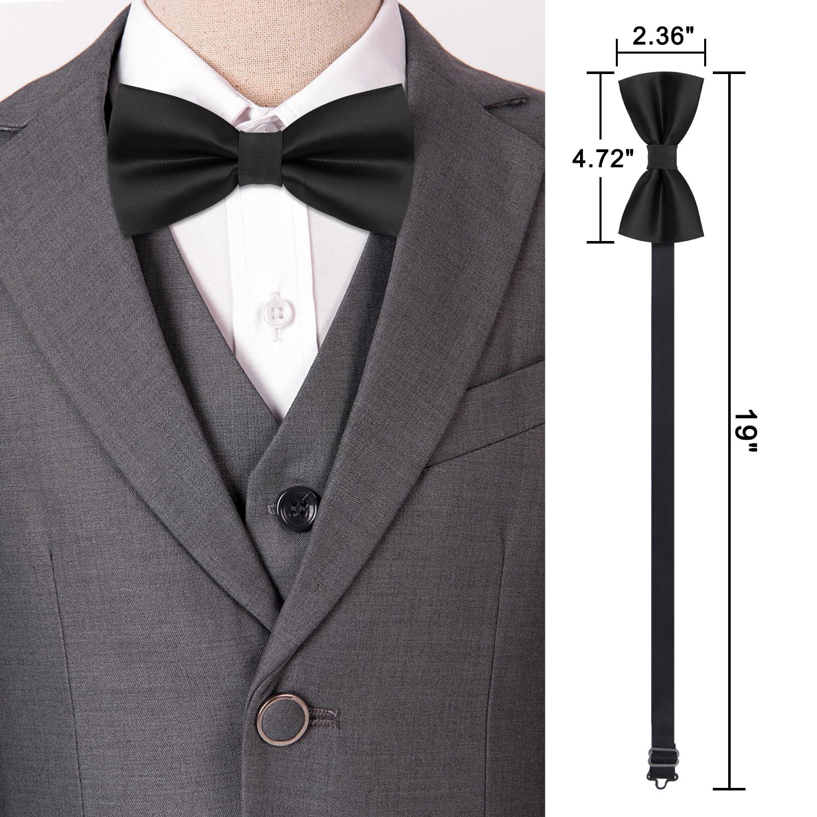 Luckyvestir Bow Ties for Men, Pre-Tied Bowtie Adjustable Black Mens Tie for Shirts Vests Tuxedos Suits Party Graduation Gifts - Image 3