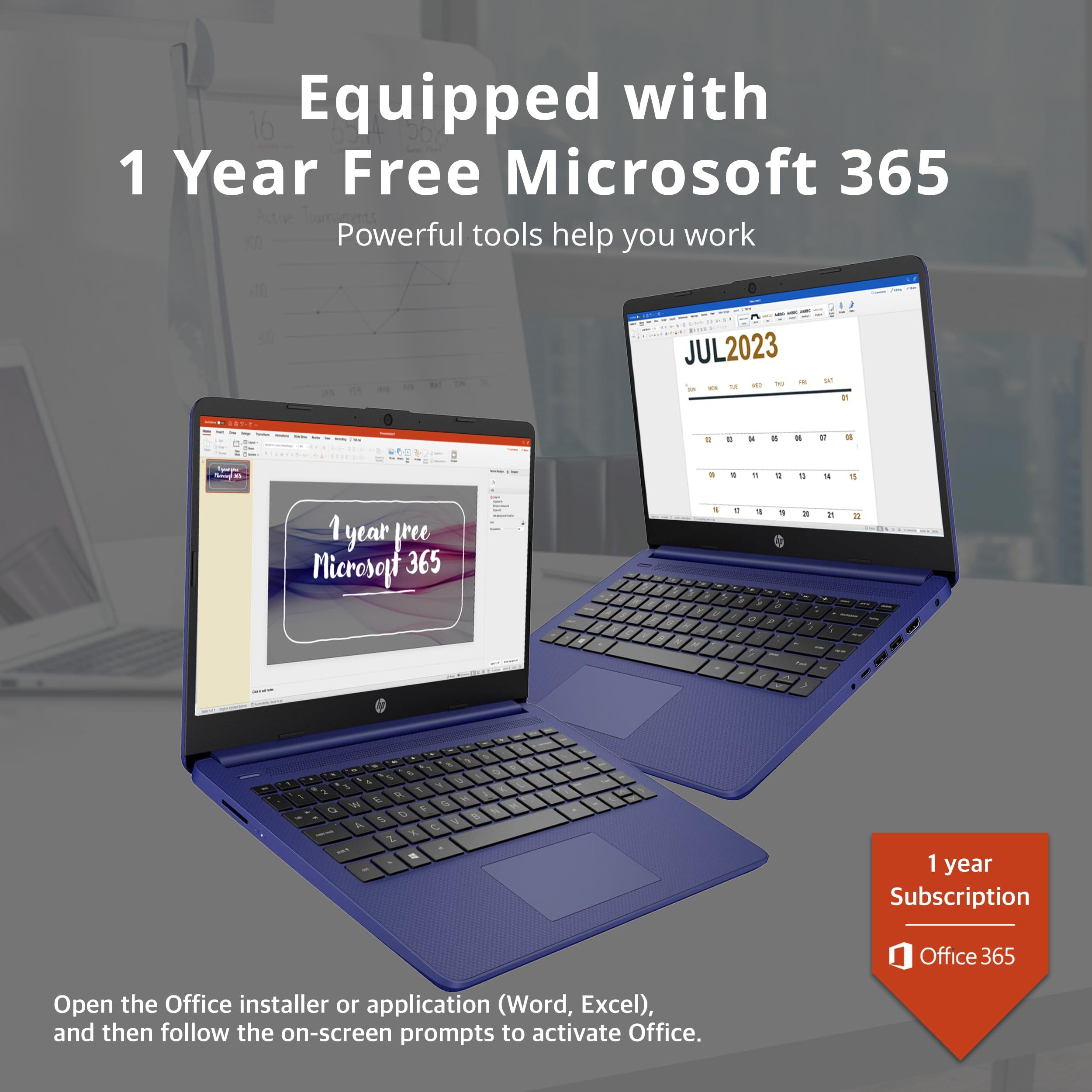 HP Premium Stream 14" HD BrightView Laptop, Intel Celeron N4120, 16GB RAM, 64GB eMMC Storage, HD Webcam, UHD Graphics, 1 Year Office 365, Bluetooth, WiFi, HDMI, Win 11s, Blue, 32GB Hotface USB Card - Image 3