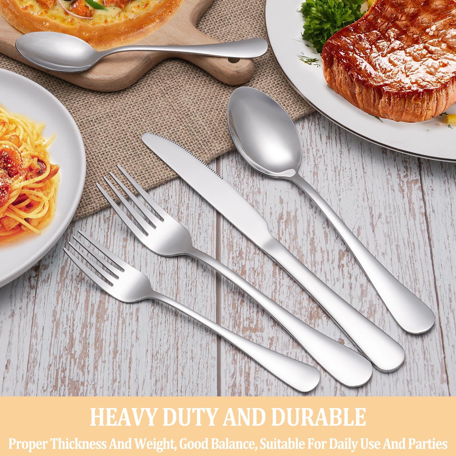 MUTNITT 30 Pcs Silverware Set Service for 6,Premium Stainless Steel Flatware Set,Mirror Polished Cutlery Utensil Sets,Durable Kitchen Eating Tableware Sets,Include Fork Knife Spoon,Dishwasher Safe - Image 7