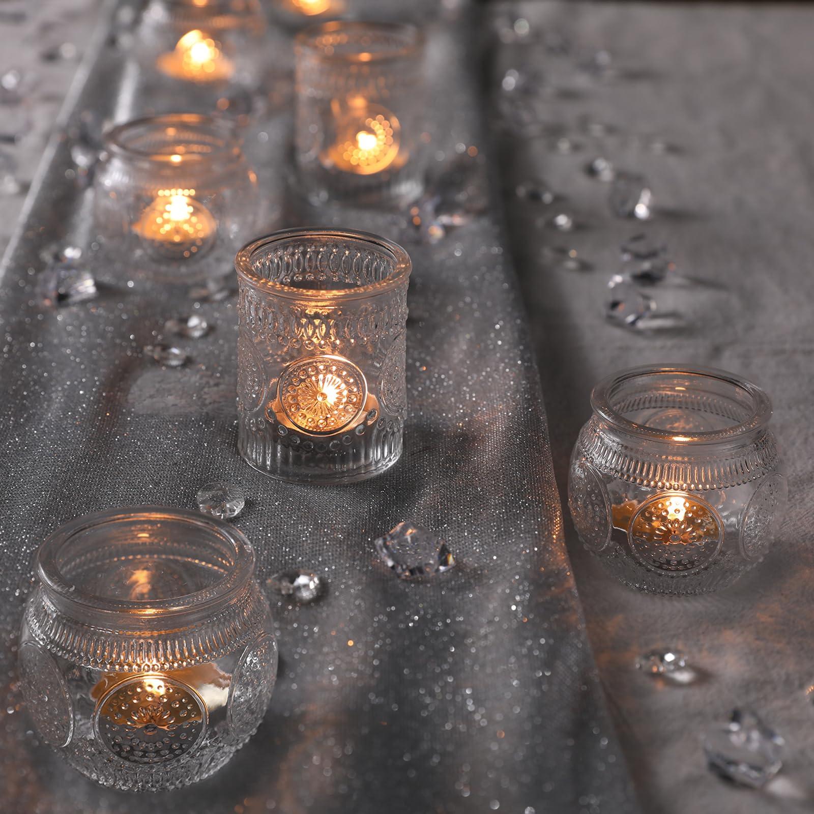 30 Pcs Assorted Clear Votive Candle Holders, Wedding Centerpieces Table Decorations, Glass Tea Lights Candle Holder for Party Decorations, Vintage Boho Candle Holders Bulk for Wedding Receptions - Image 3