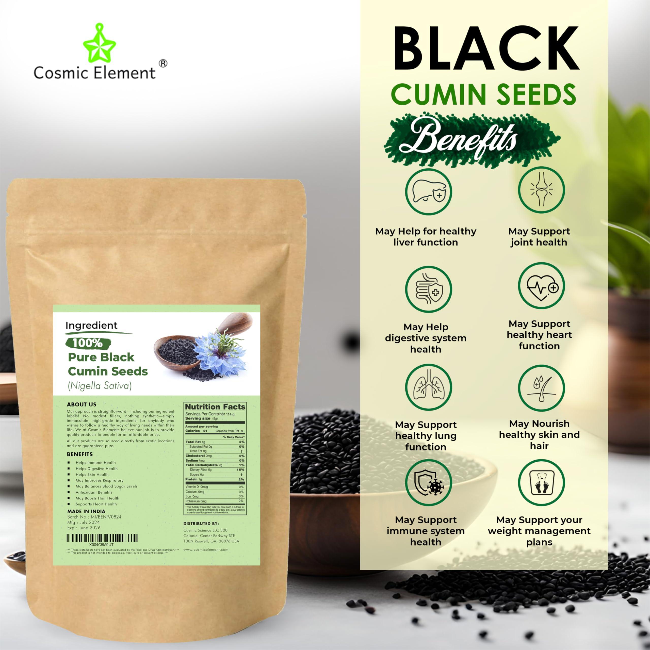Cosmic Element 100% Pure Organic Black Cumin Seeds | Nigella Sativa Organic Black Cumin Seed Whole Raw | Non-GMO, Gluten-Free, No Salt or Preservatives | Fresh Kalonji Seed in Eco-Friendly Pouch - 4oz - Image 5