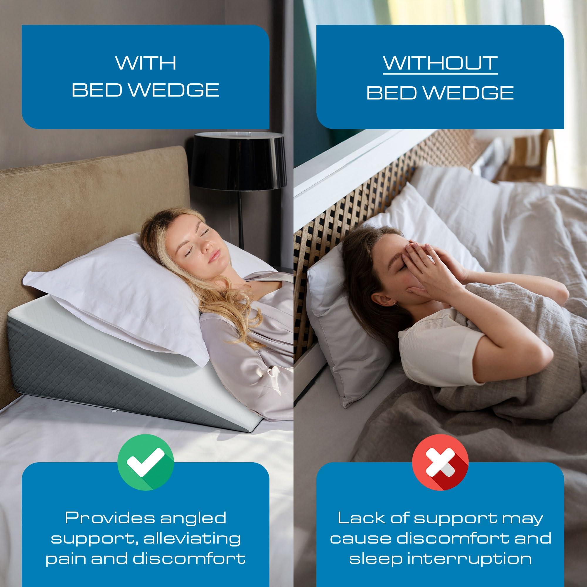 Kolbs Bed Wedge Pillow for Sleep Apnea, Sleeping Comfort, Relaxing, Acid Reflux, Heartburn and Back Pain Relief. Cushion for Sitting Up in Bed. Memory Foam Top, Chic Jacquard Washable Cover. - Image 8